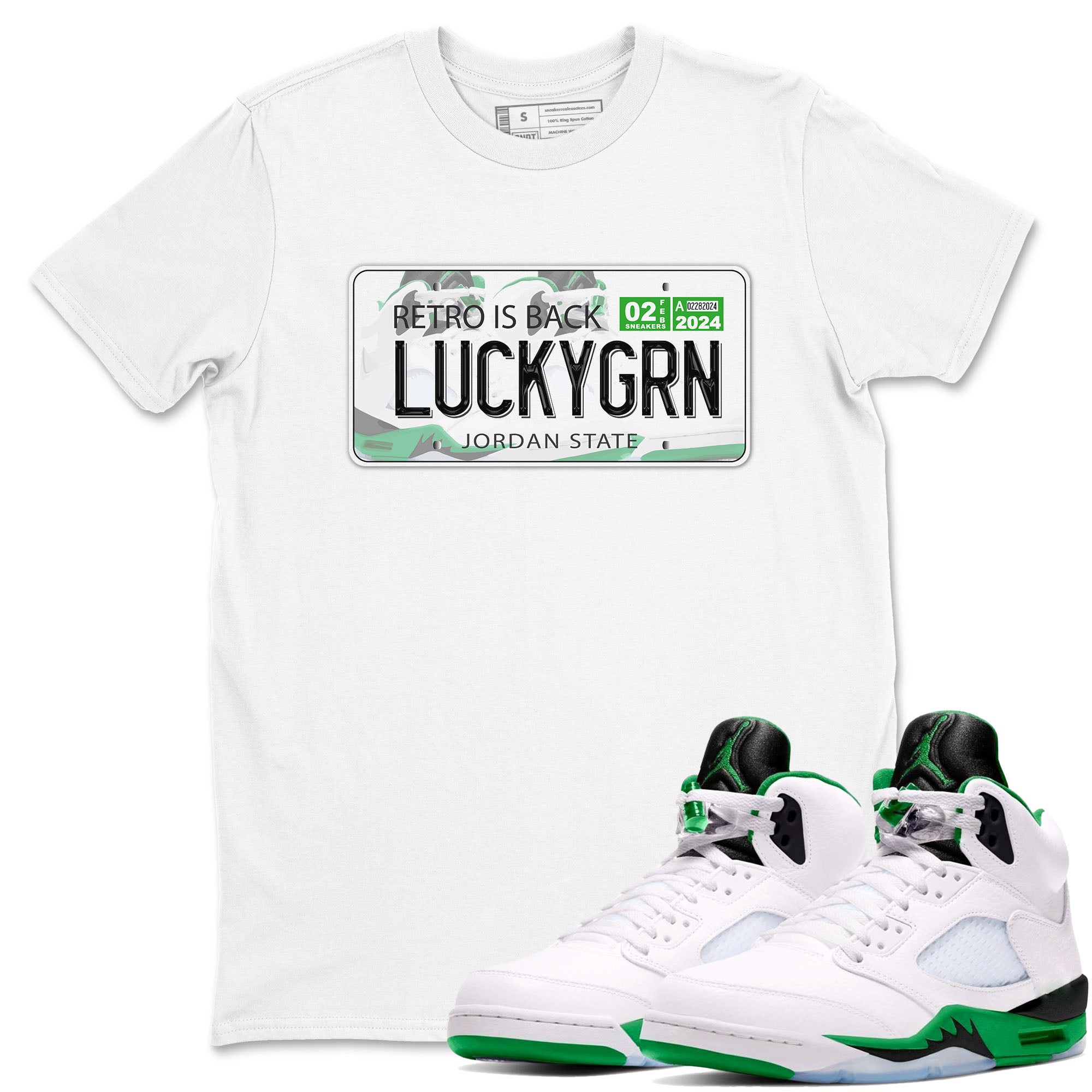 Jordan Plate snkmatch Tees - Air Jordan 5 Lucky Green