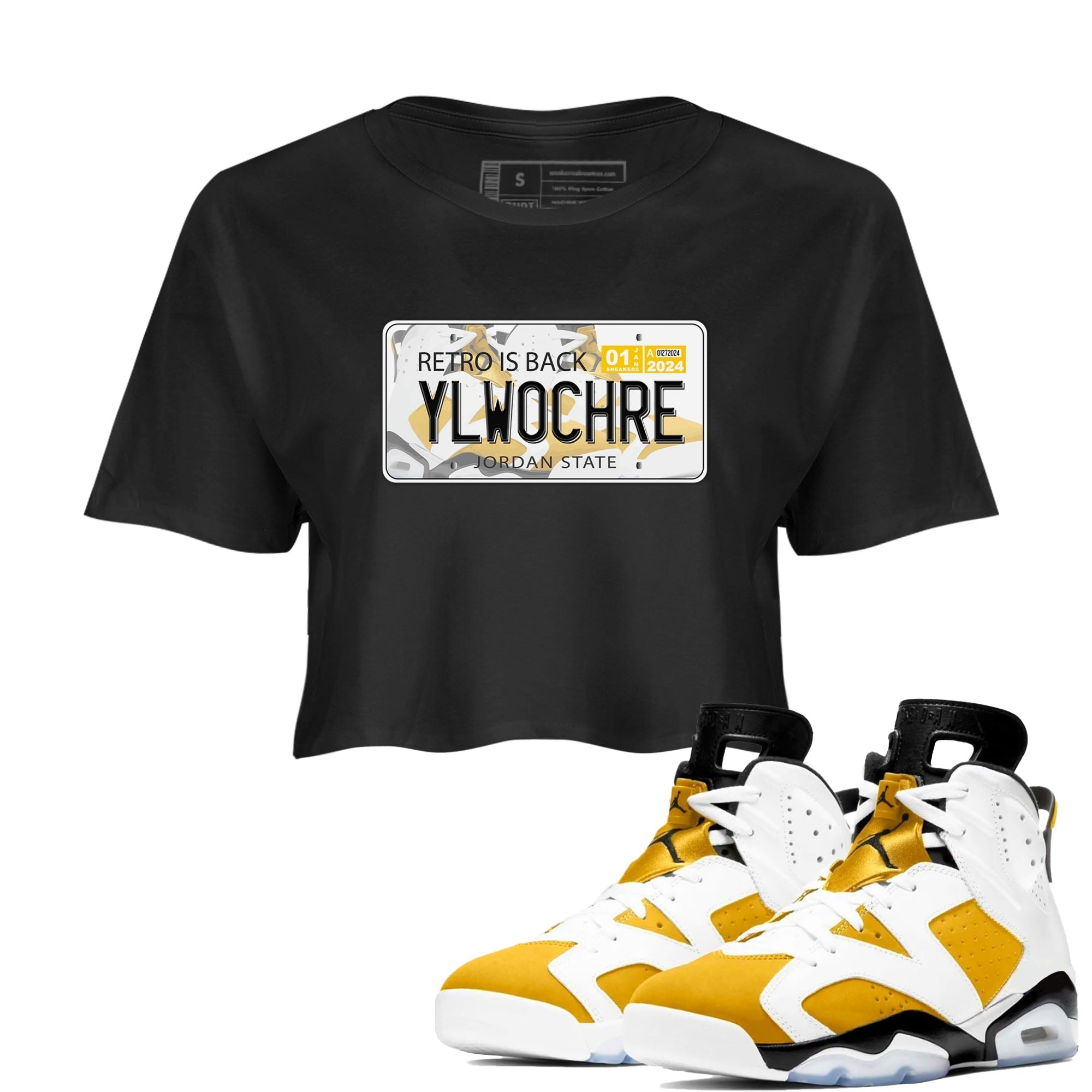 Jordan plate snkmatch Tees Crop Top - Air Jordan 6 Yellow Ochre