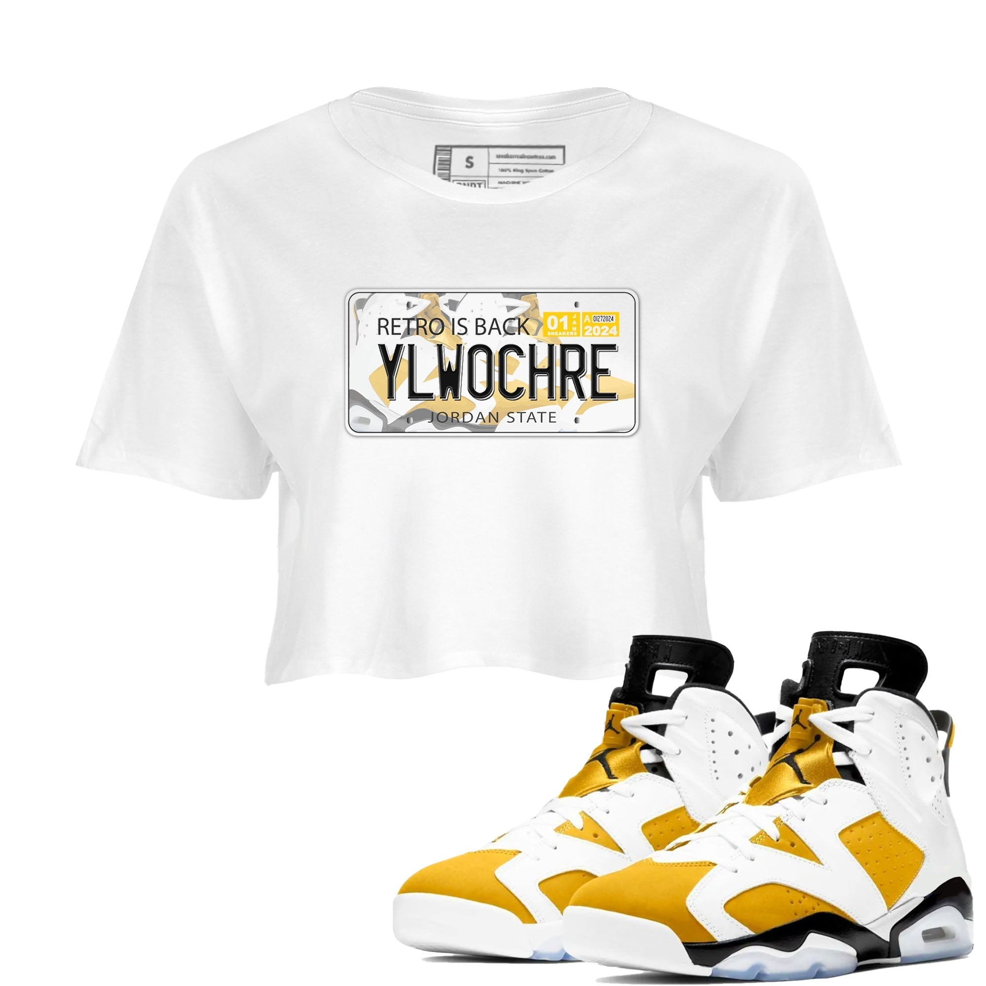 Jordan plate snkmatch Tees Crop Top - Air Jordan 6 Yellow Ochre