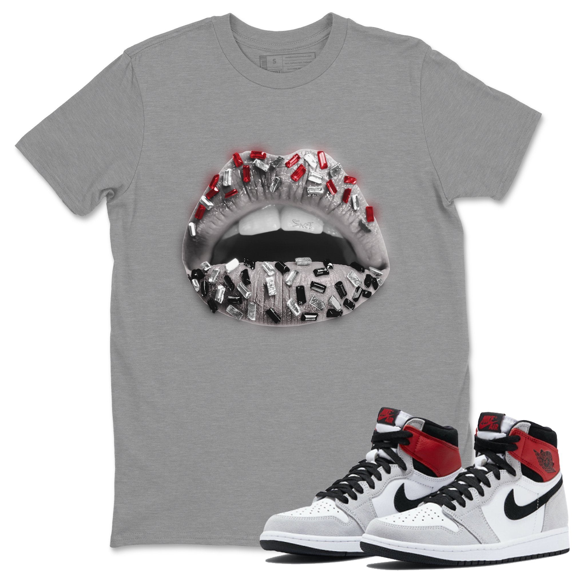 Lips Jewel Unisex Tops - Air Jordan 1 Smoke Grey