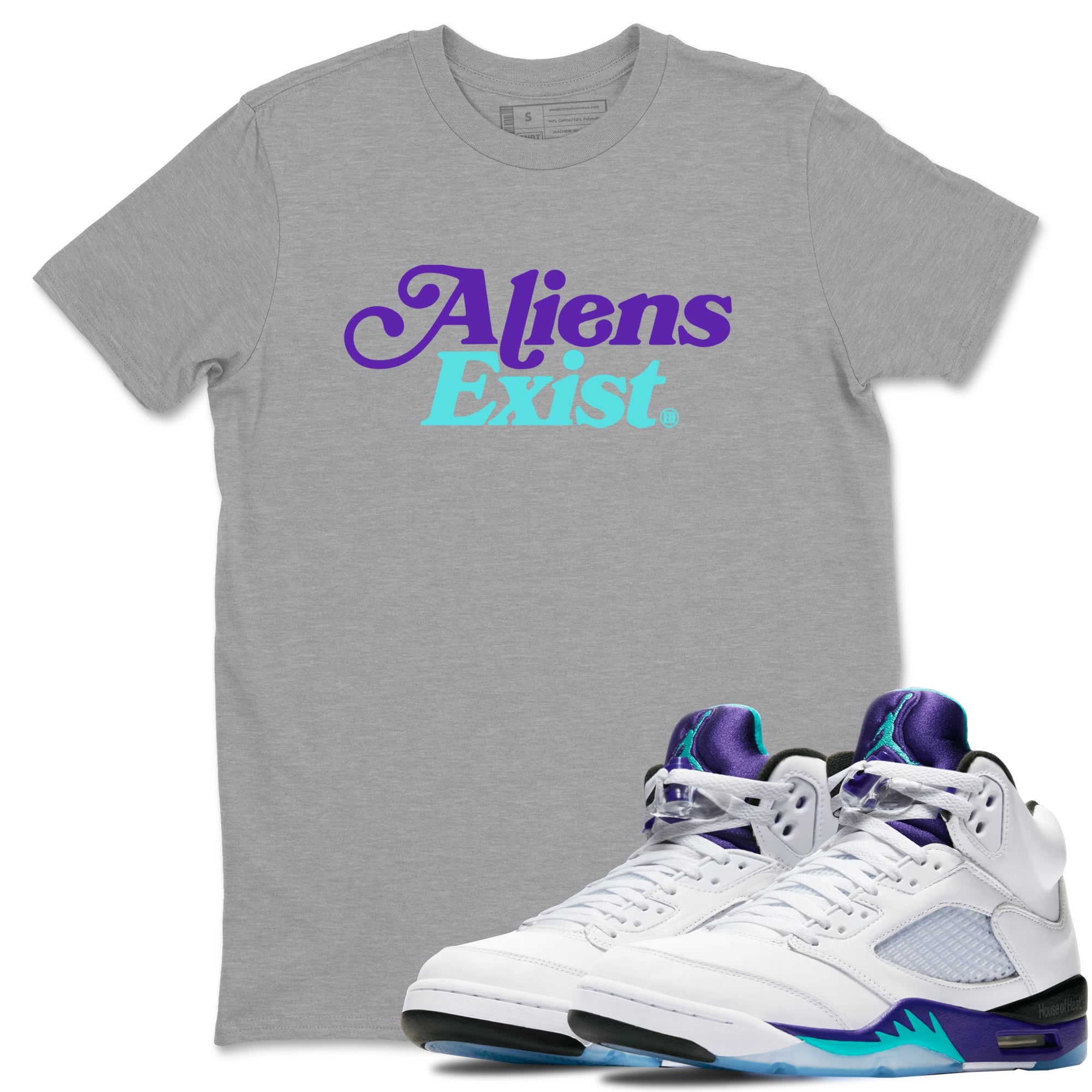 Alien Exist snkmatch Tees - Air Jordan 5 Grape