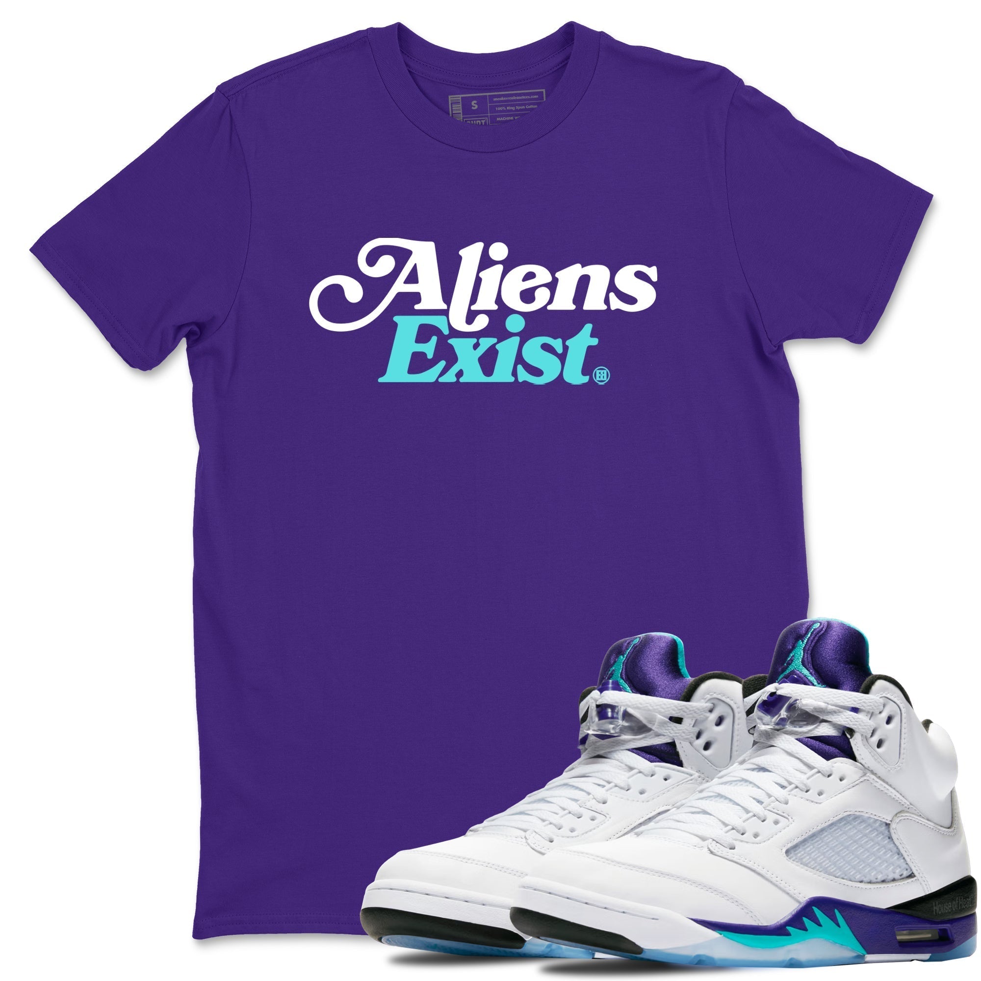 Alien Exist snkmatch Tees - Air Jordan 5 Grape