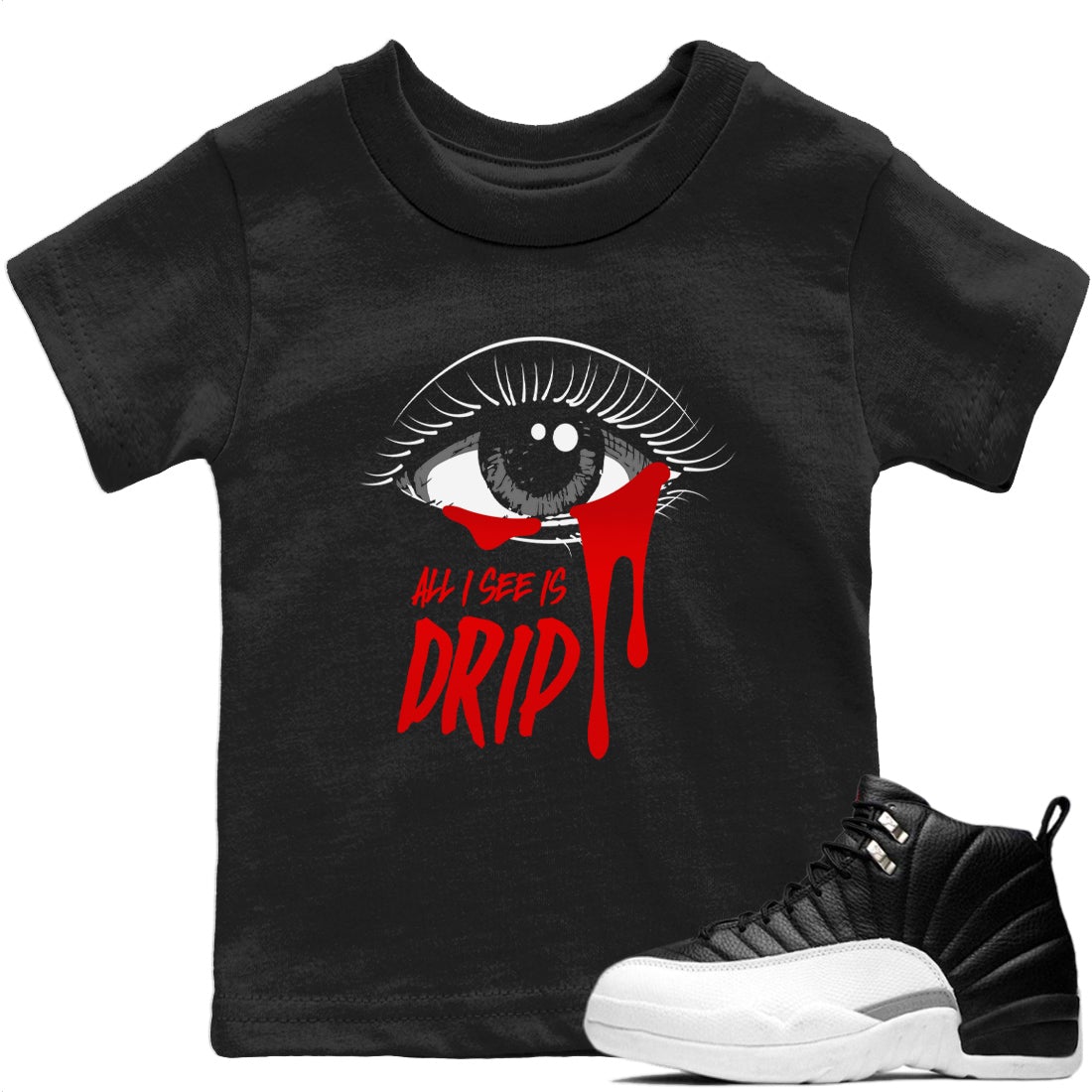 All I See Is Drip Kids Tops - Air Jordan 12 Playoffs