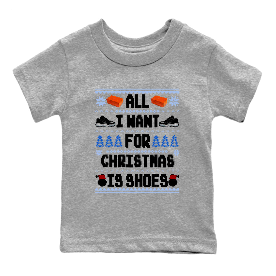 All I Want For Christmas Is Shoes snkmatch Tees Kids - Air Jordan 11 Black and Varsity Royal