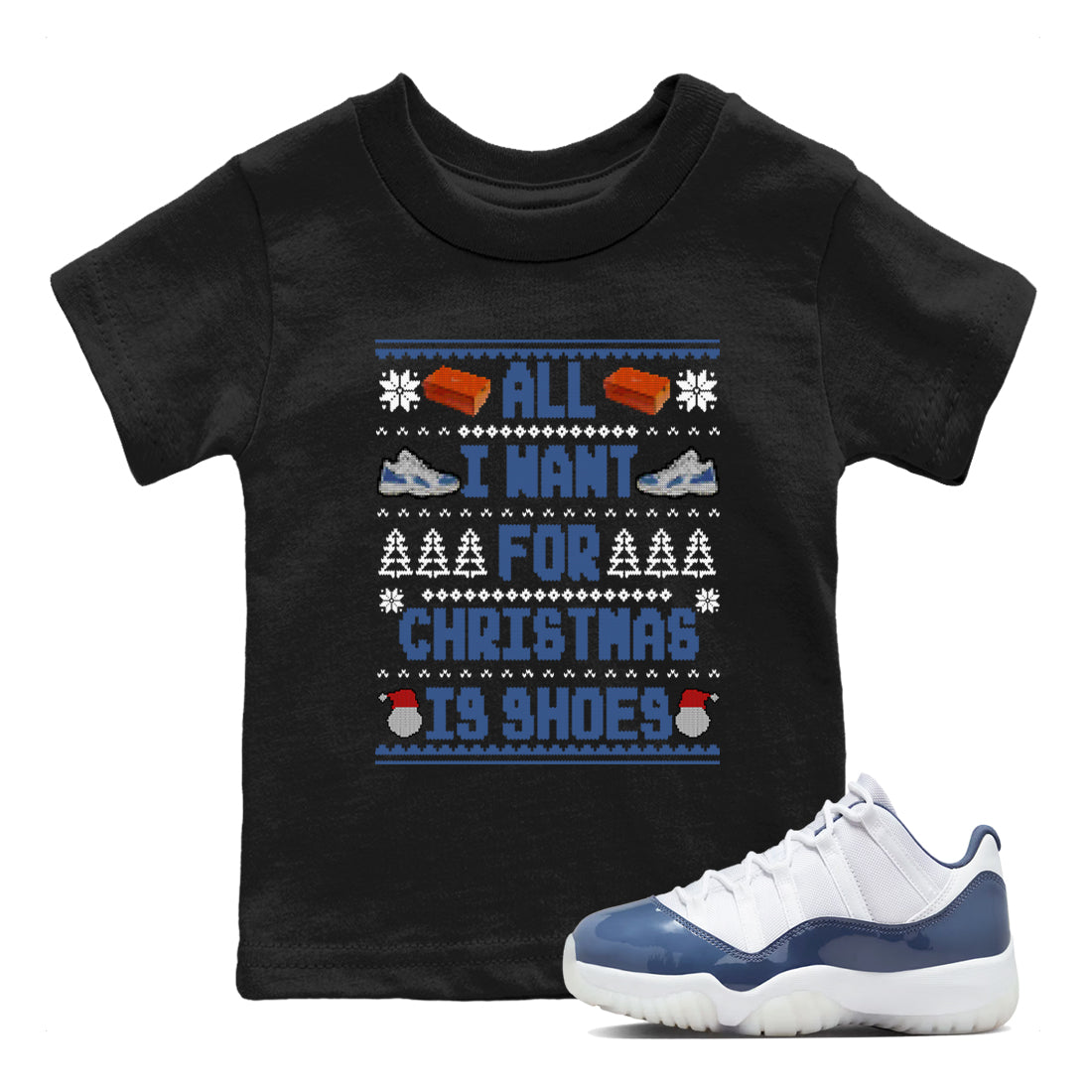 All I Want For Christmas Is Shoes snkmatch Tees Kids - Air Jordan 11 Diffused Blue