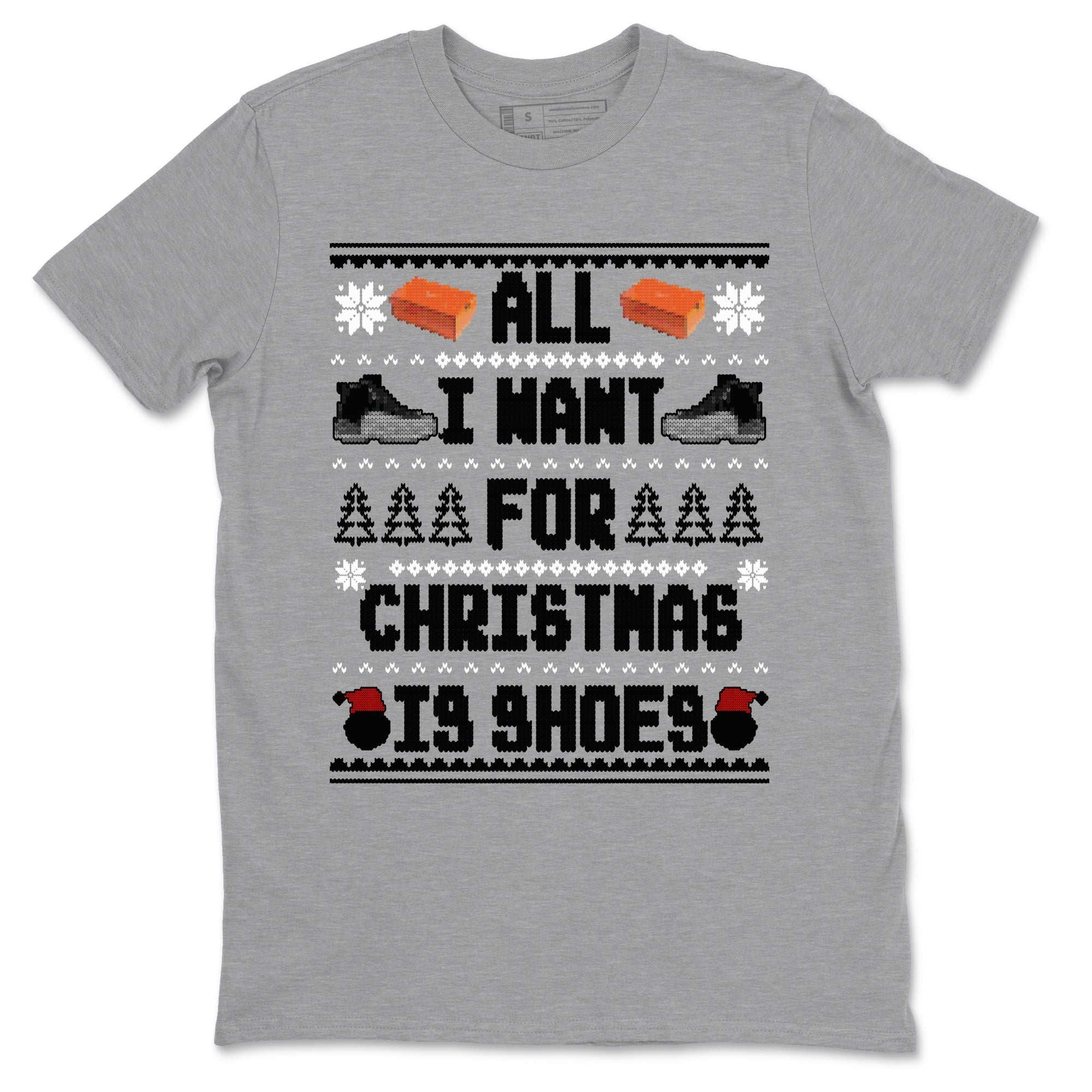 All I Want For Christmas Is Shoes snkmatch Tees - Air Jordan 12 Black Wolf Grey