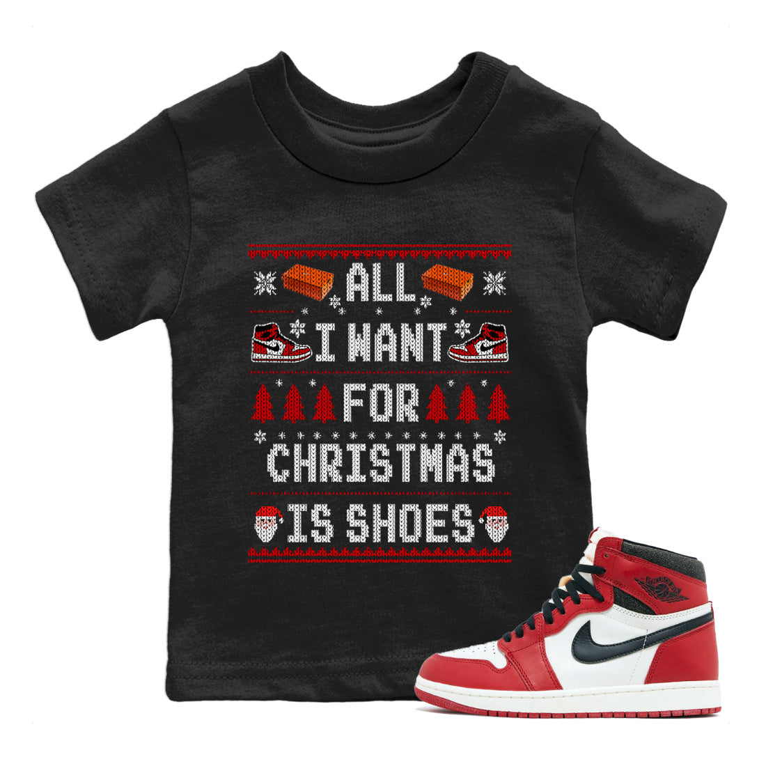 All i want for christmas is shoes Kids Tops - Air Jordan 1 Lost & Found