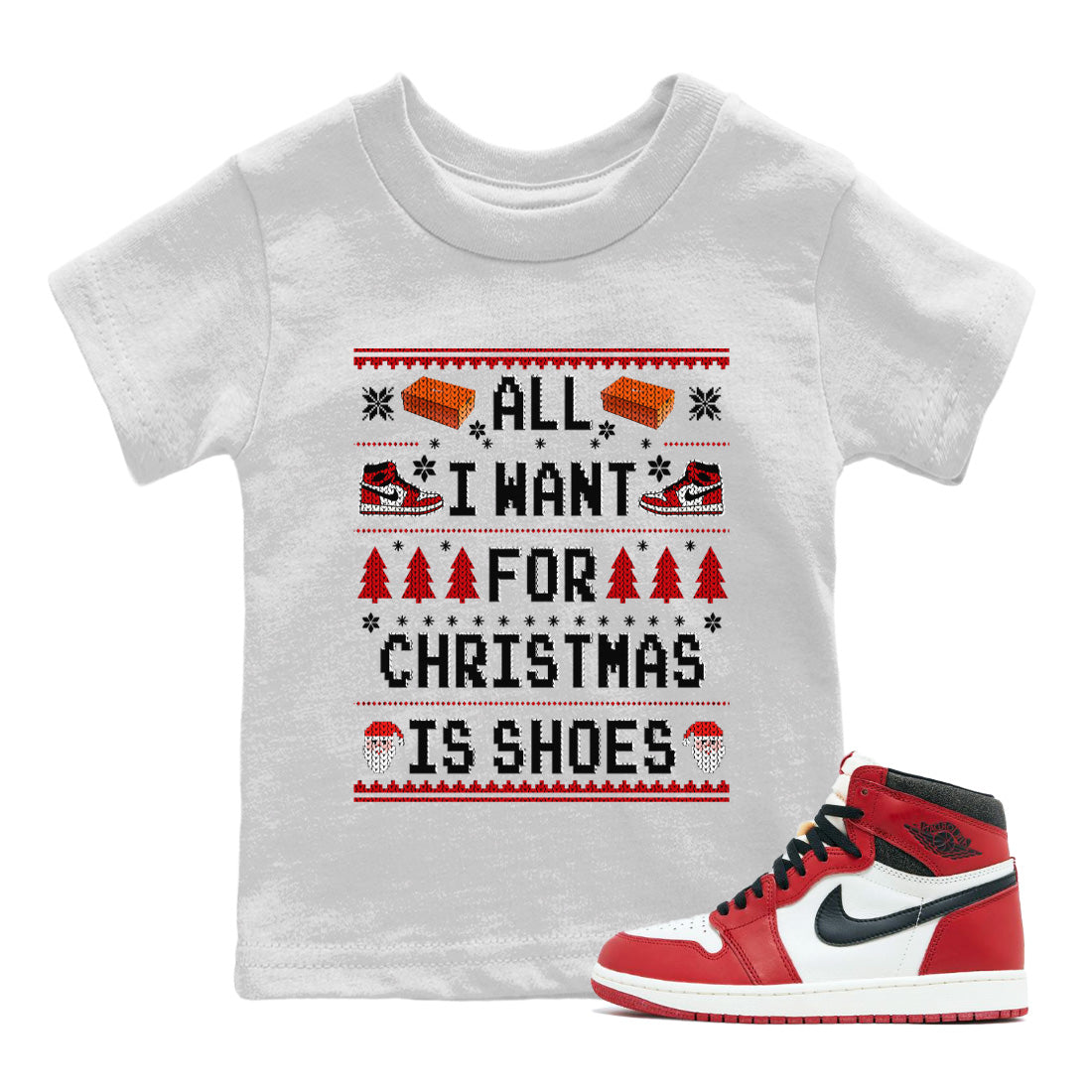 All i want for christmas is shoes Kids Tops - Air Jordan 1 Lost & Found