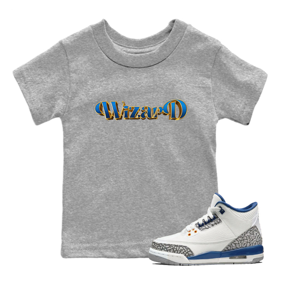 Antique Typo Kids Tops - Air Jordan 3 Wizards