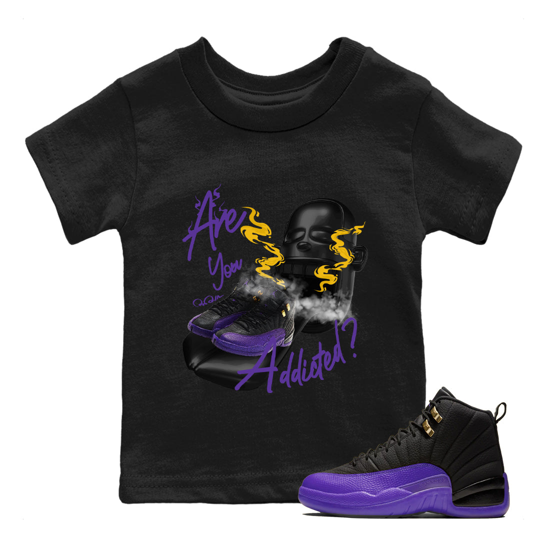 Are You Addicted Kids Tops - Air Jordan 12 Field Purple