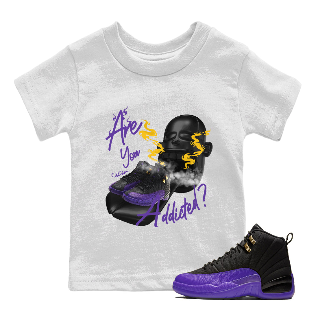 Are You Addicted Kids Tops - Air Jordan 12 Field Purple