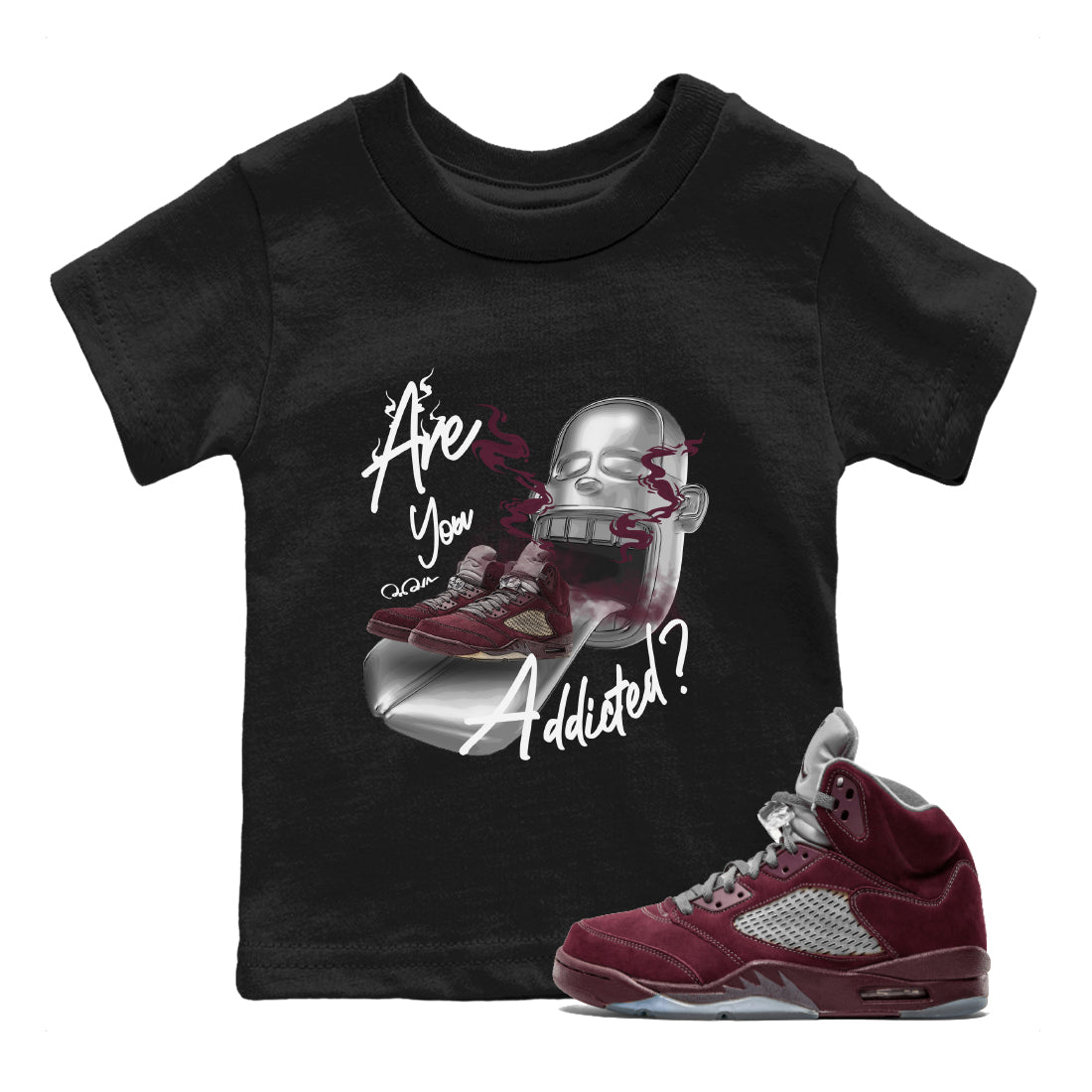 Are You Addicted Kids Tops - Air Jordan 5 Burgundy
