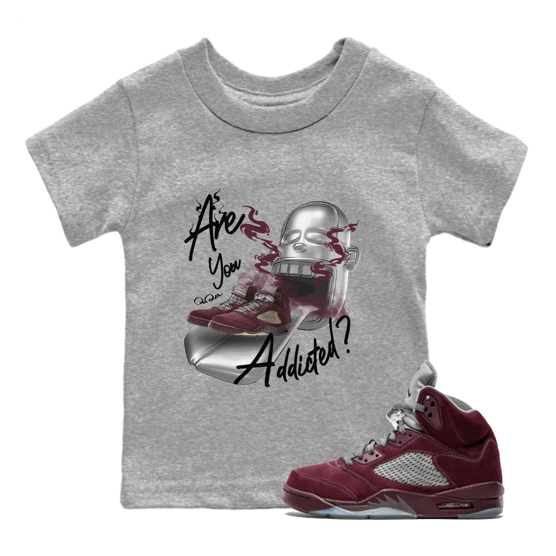 Are You Addicted Kids Tops - Air Jordan 5 Burgundy