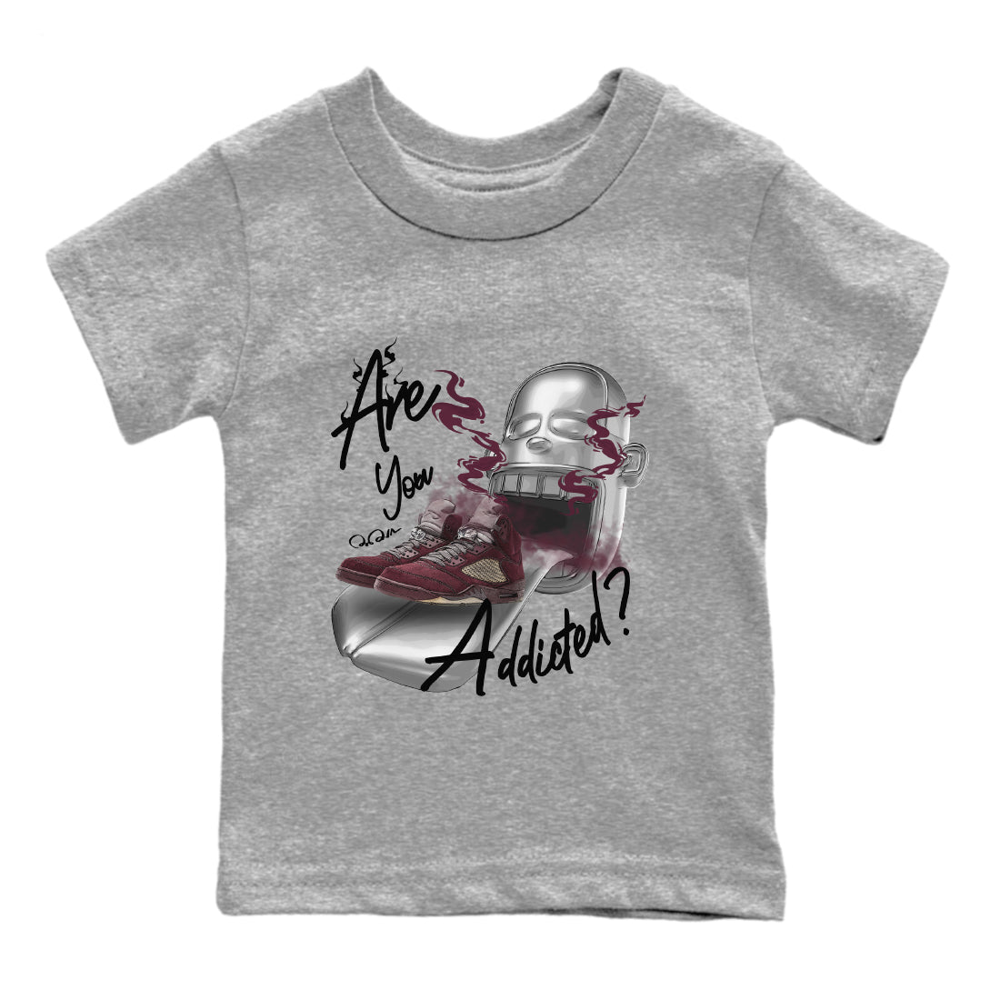 Are You Addicted Kids Tops - Air Jordan 5 Burgundy