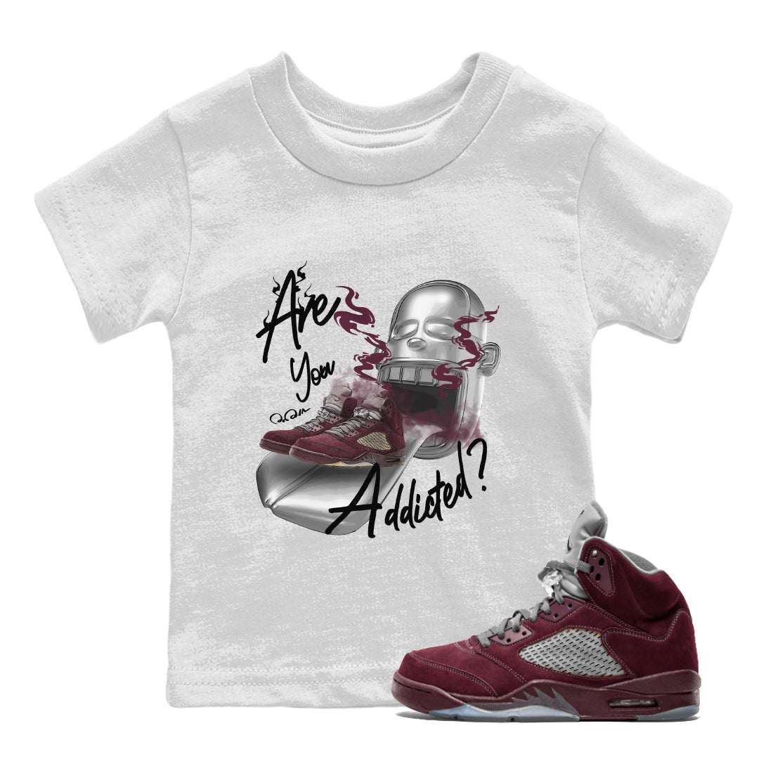 Are You Addicted Kids Tops - Air Jordan 5 Burgundy