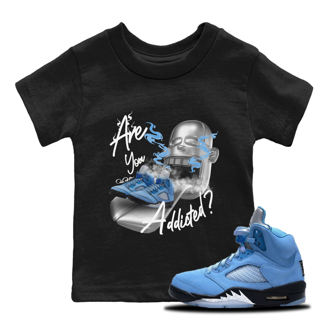 Are You Addicted Kids Tops - Air Jordan 5 UNC