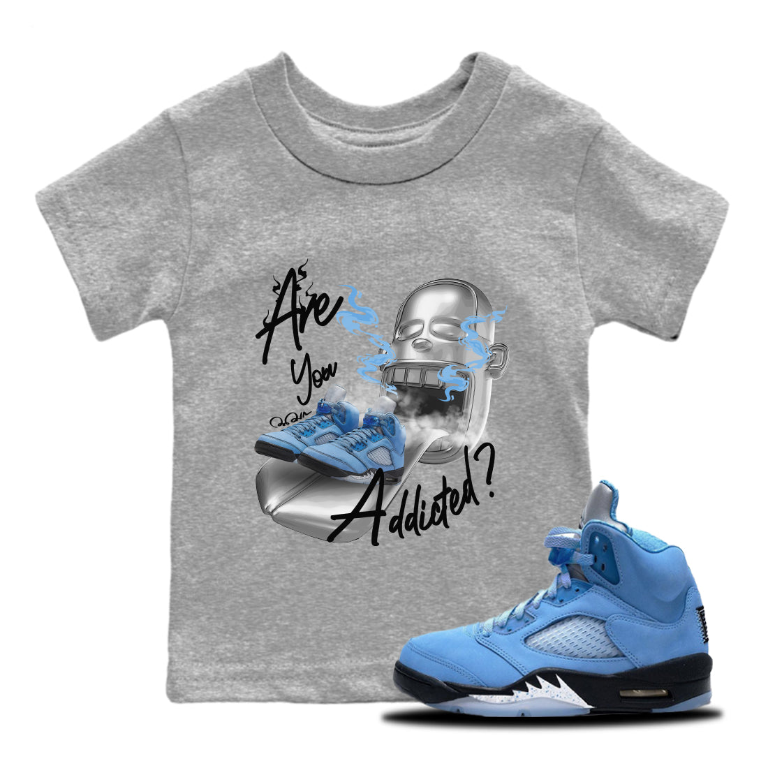 Are You Addicted Kids Tops - Air Jordan 5 UNC