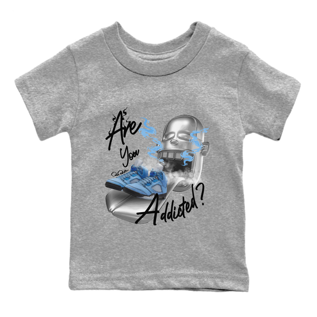 Are You Addicted Kids Tops - Air Jordan 5 UNC