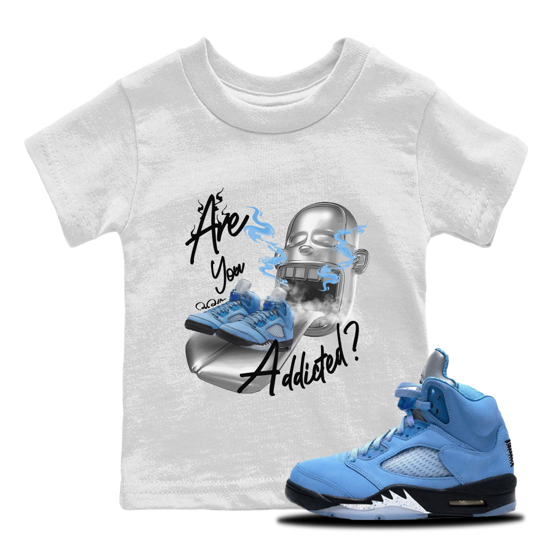 Are You Addicted Kids Tops - Air Jordan 5 UNC