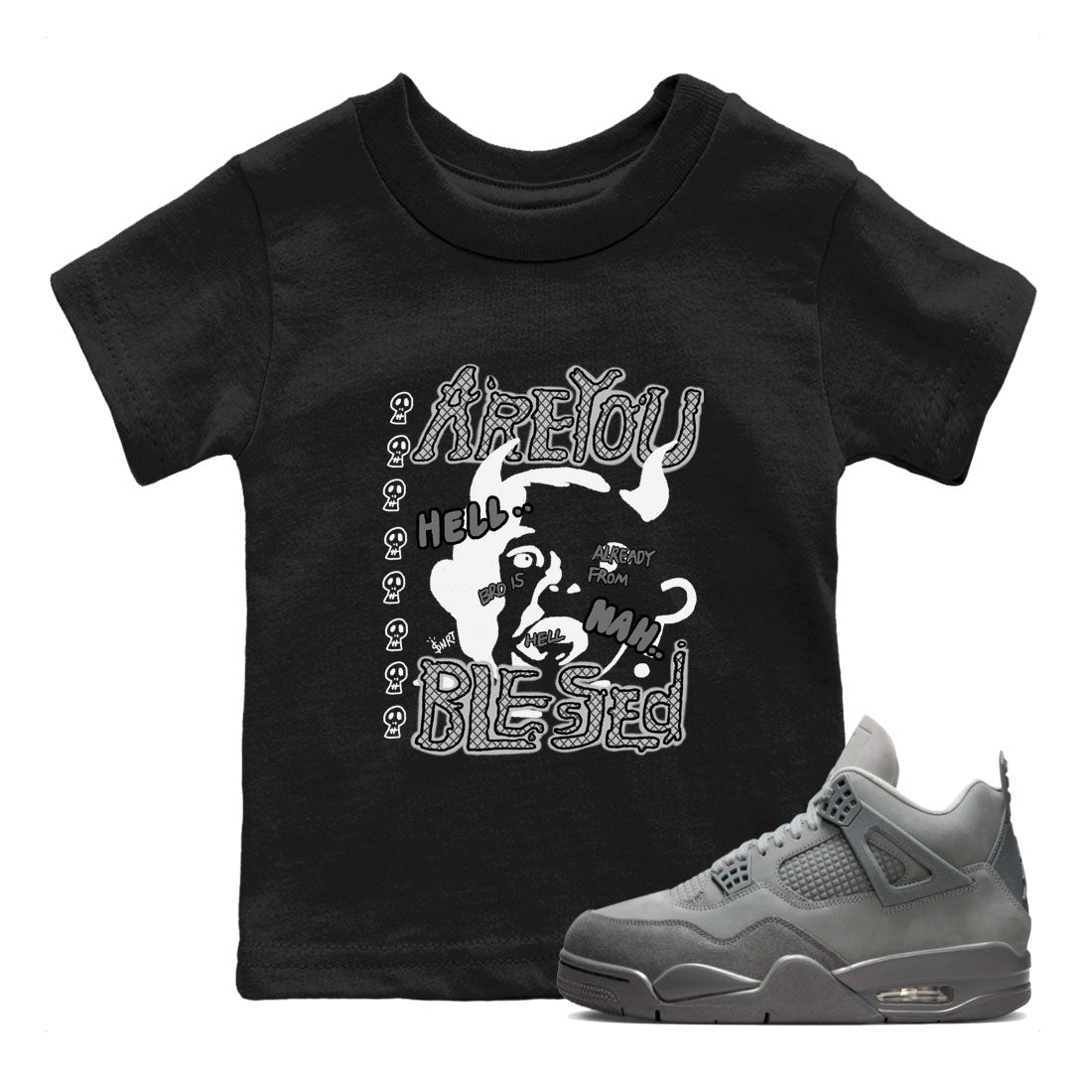 Are You Blessed snkmatch Tees Kids - Air Jordan 4 Wet Cement