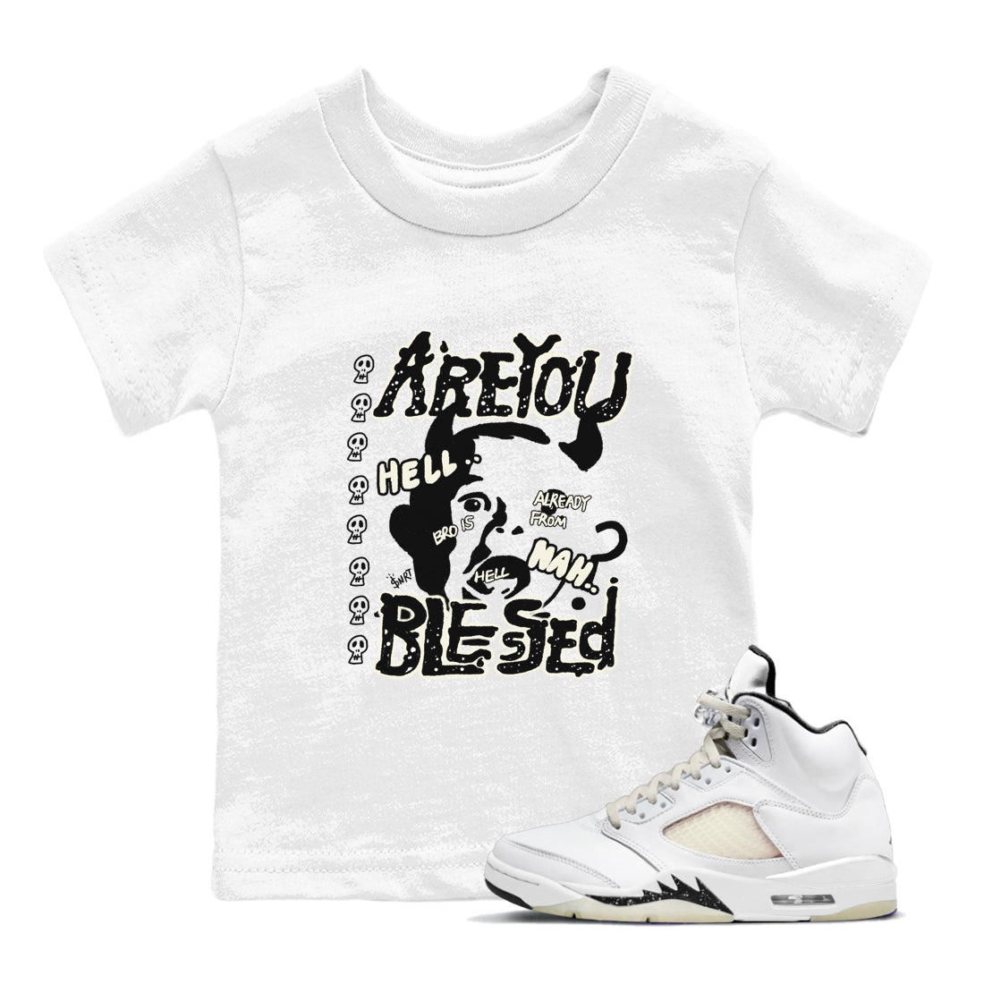 Are You Blessed snkmatch Tees Kids - Air Jordan 5 Sail