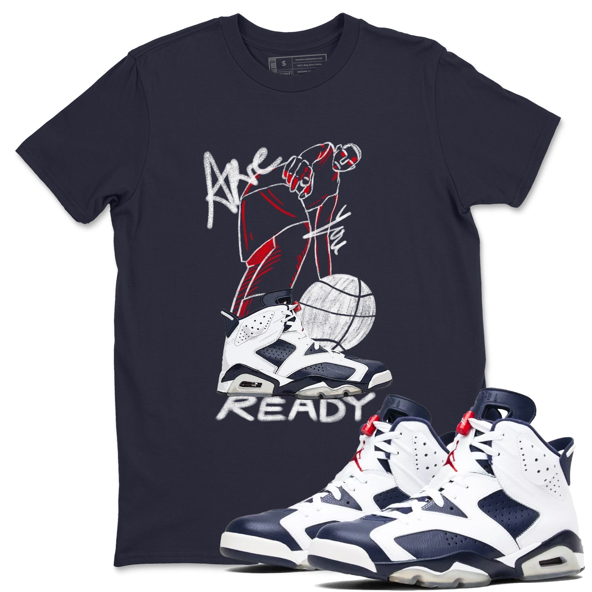 Are You Ready snkmatch Tees - Air Jordan 6 White And Midnight Navy