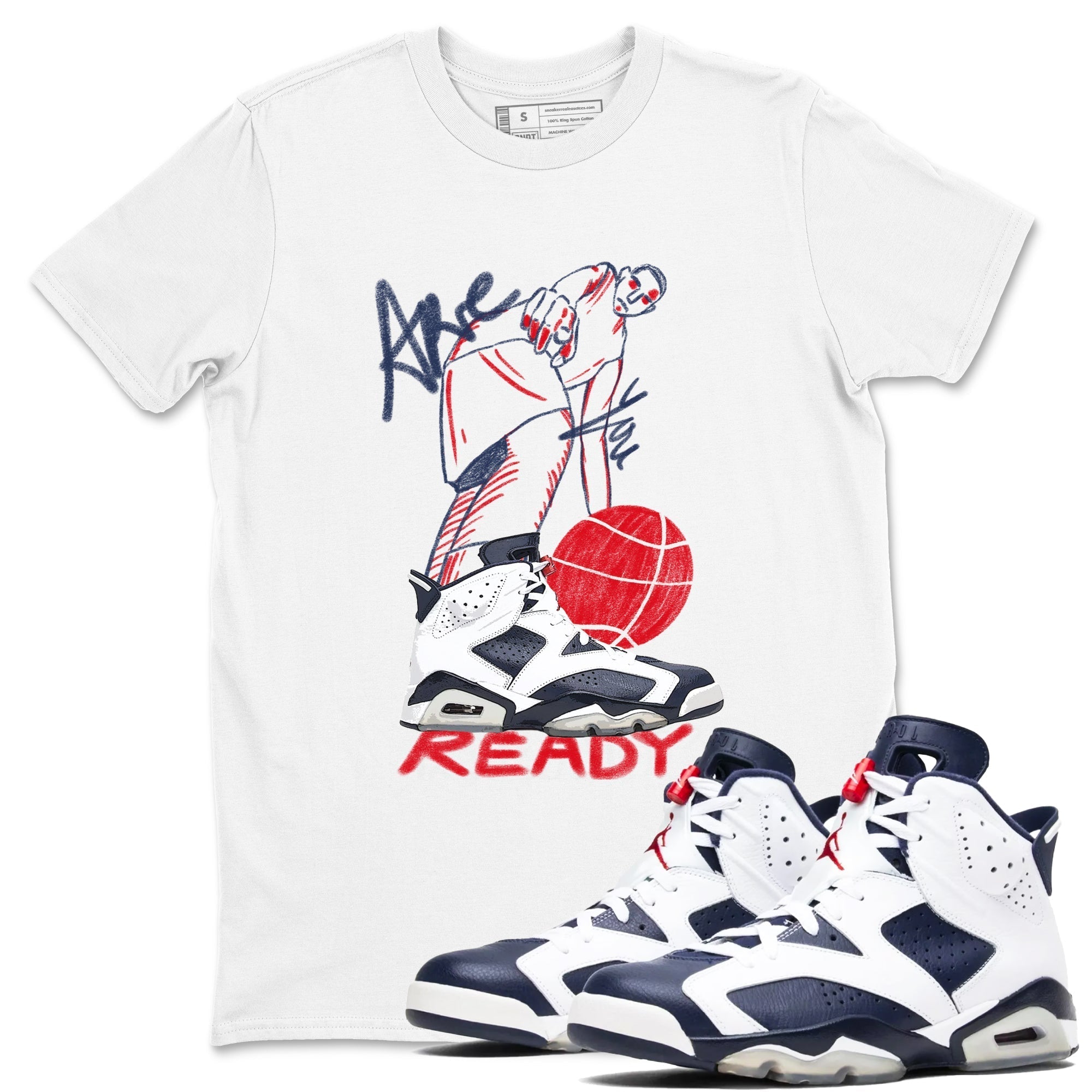 Are You Ready snkmatch Tees - Air Jordan 6 White And Midnight Navy