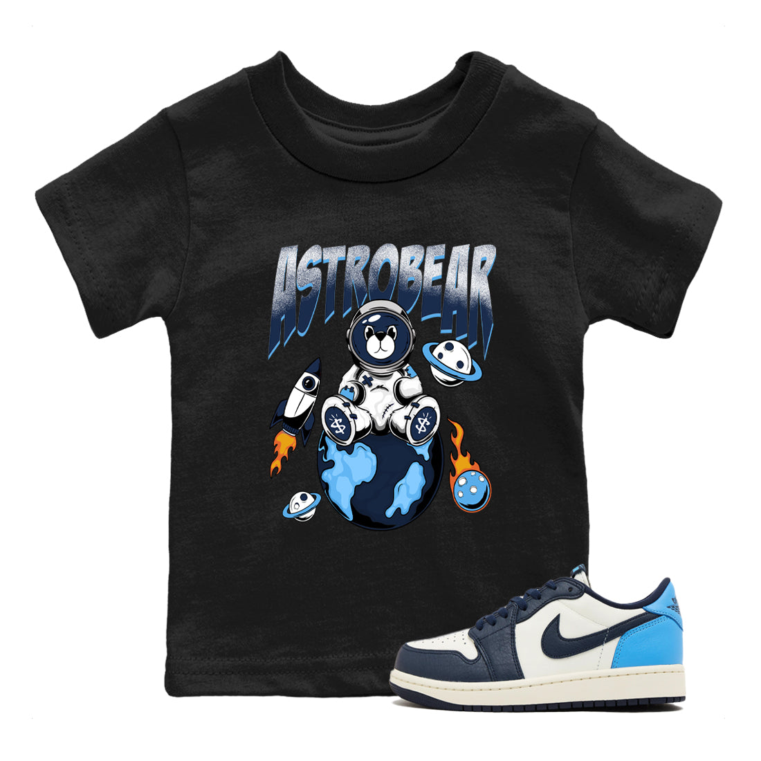 Astrobear snkmatch Tees Kids - Air Jordan 1 Obsidian