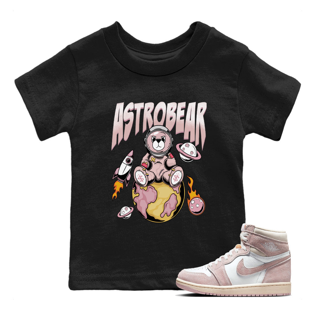 Astrobear Kids Tops - Air Jordan 1 Washed Pink