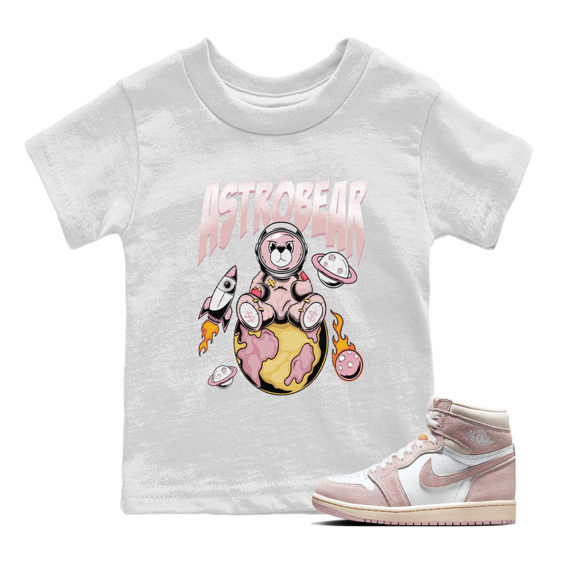 Astrobear Kids Tops - Air Jordan 1 Washed Pink