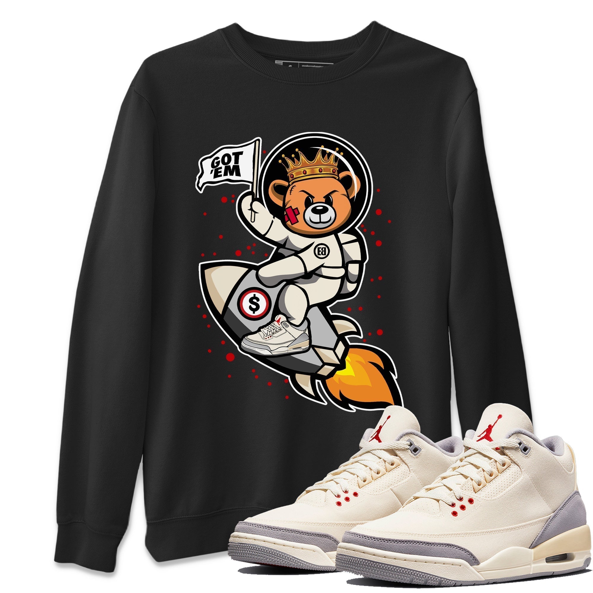 Astronaut Bear Unisex Tops - Air Jordan 3 Muslin