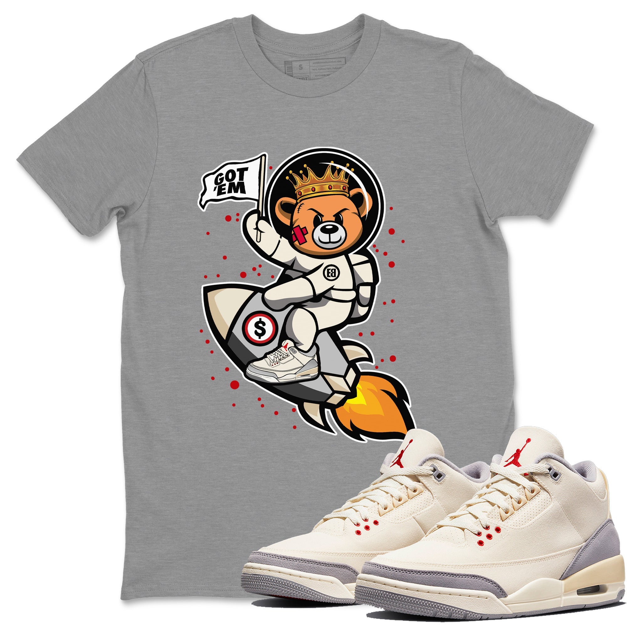 Astronaut Bear Unisex Tops - Air Jordan 3 Muslin