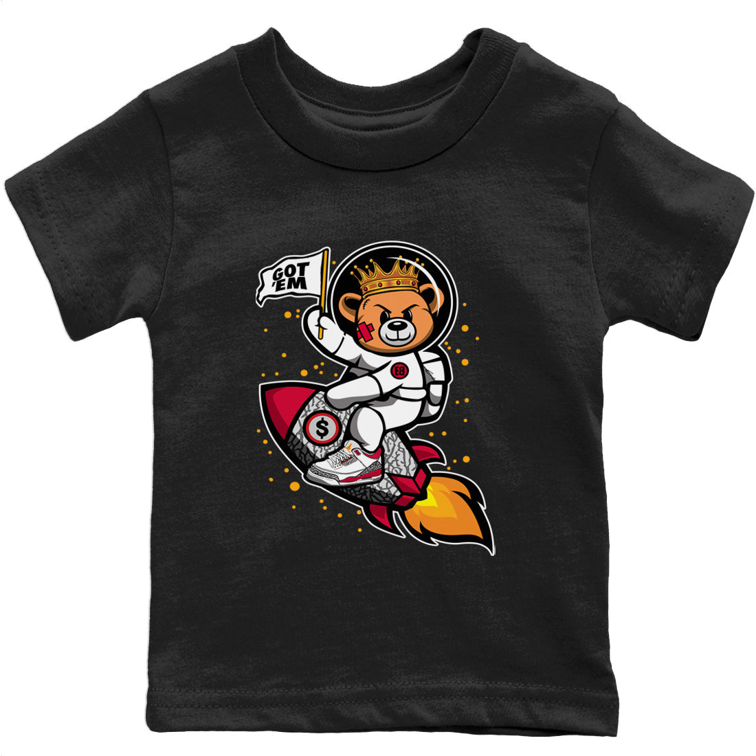 Astronaut Bear Kids Tops - Air Jordan 3 Cardinal