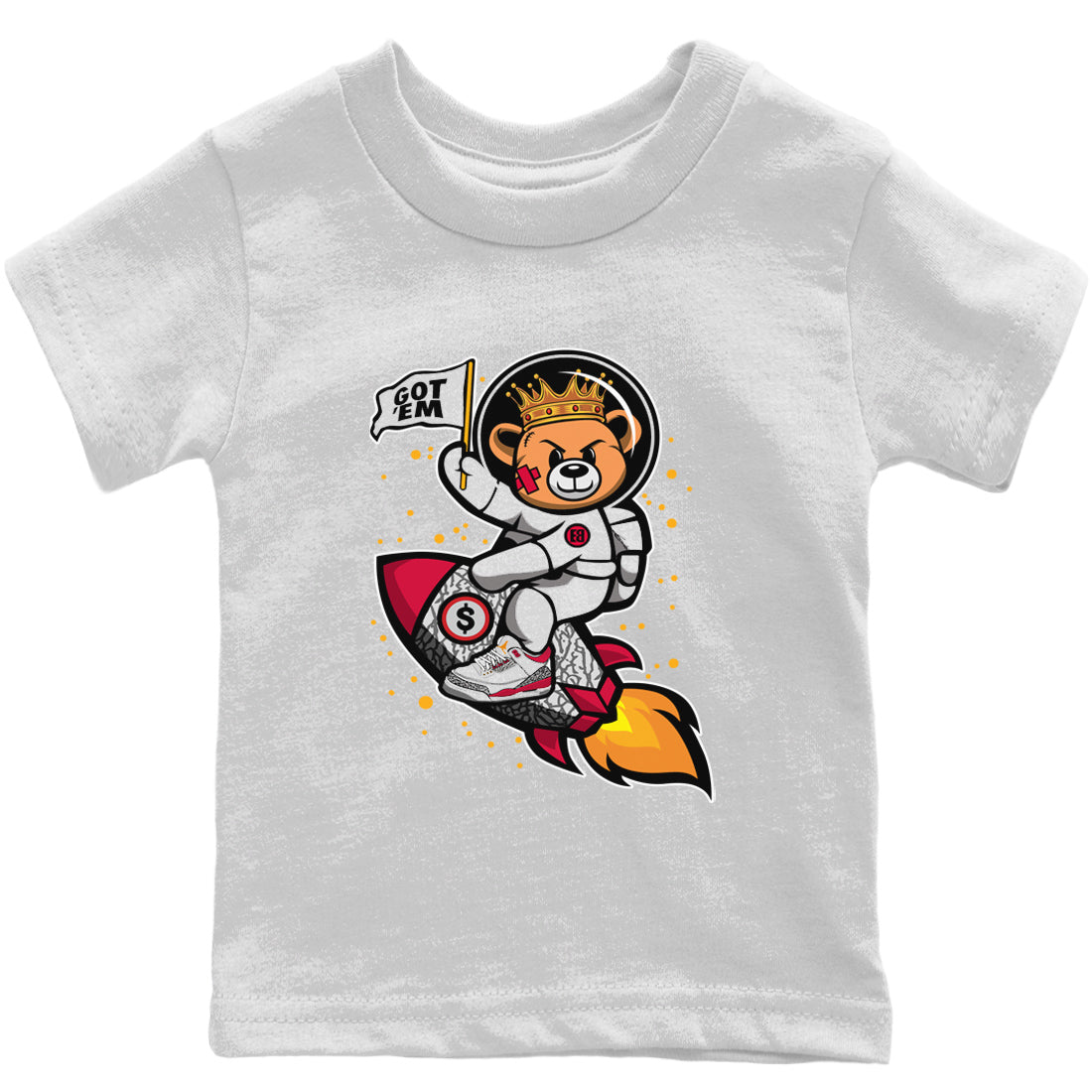 Astronaut Bear Kids Tops - Air Jordan 3 Cardinal