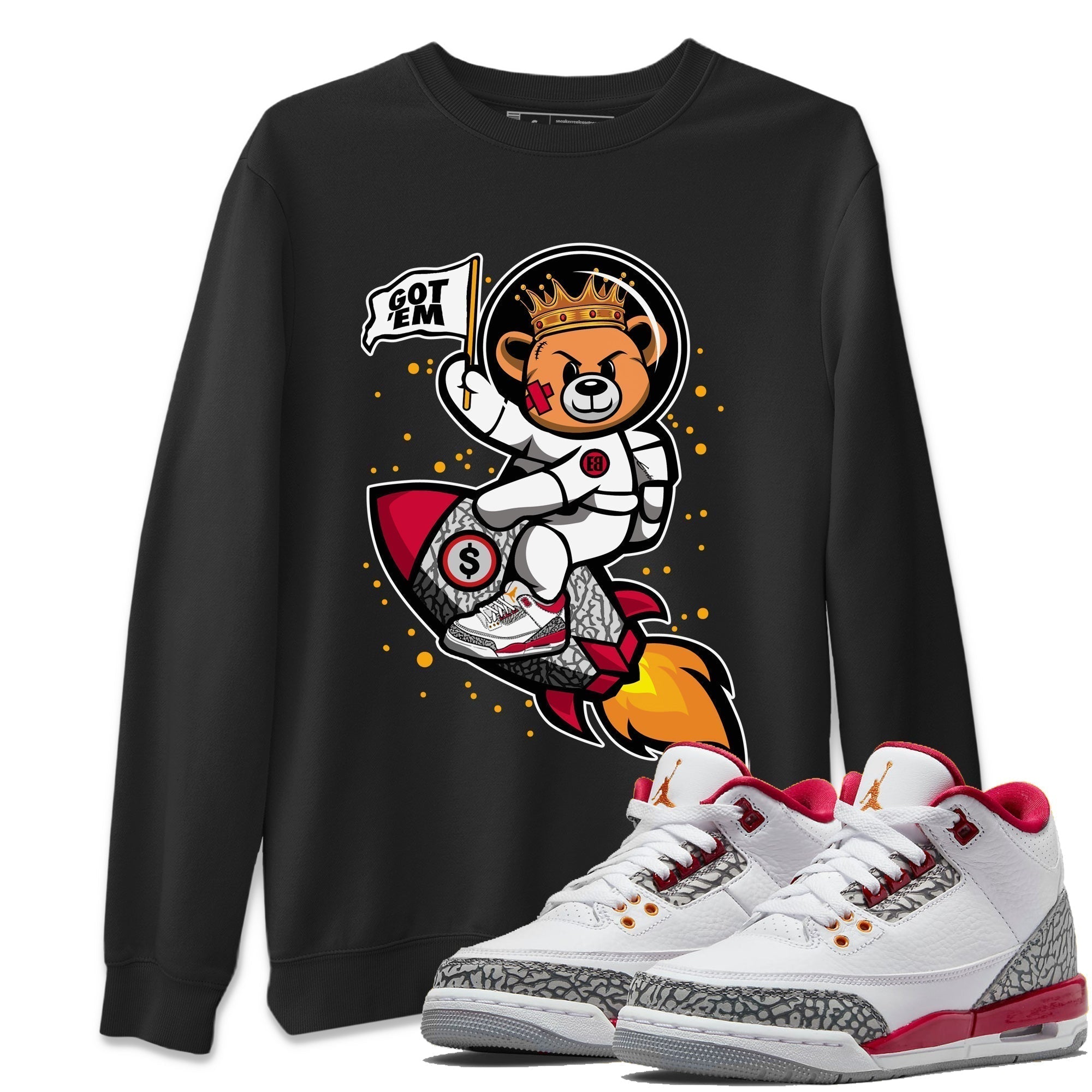 Astronaut Bear Unisex Tops - Air Jordan 3 Cardinal