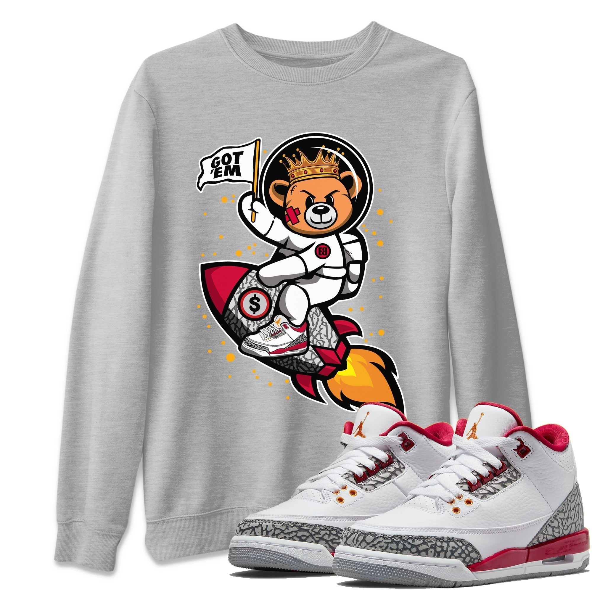 Astronaut Bear Unisex Tops - Air Jordan 3 Cardinal