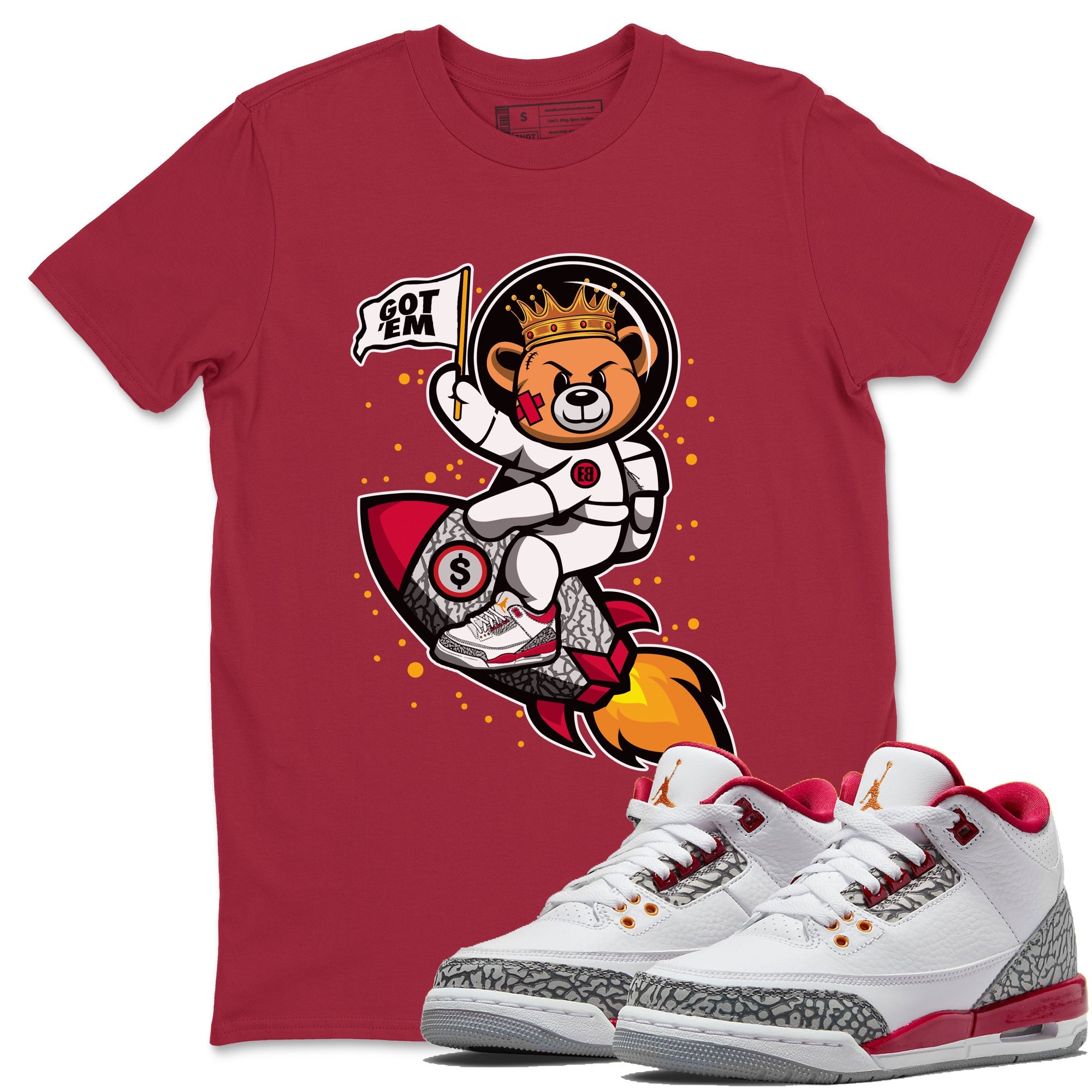 Astronaut Bear Unisex Tops - Air Jordan 3 Cardinal
