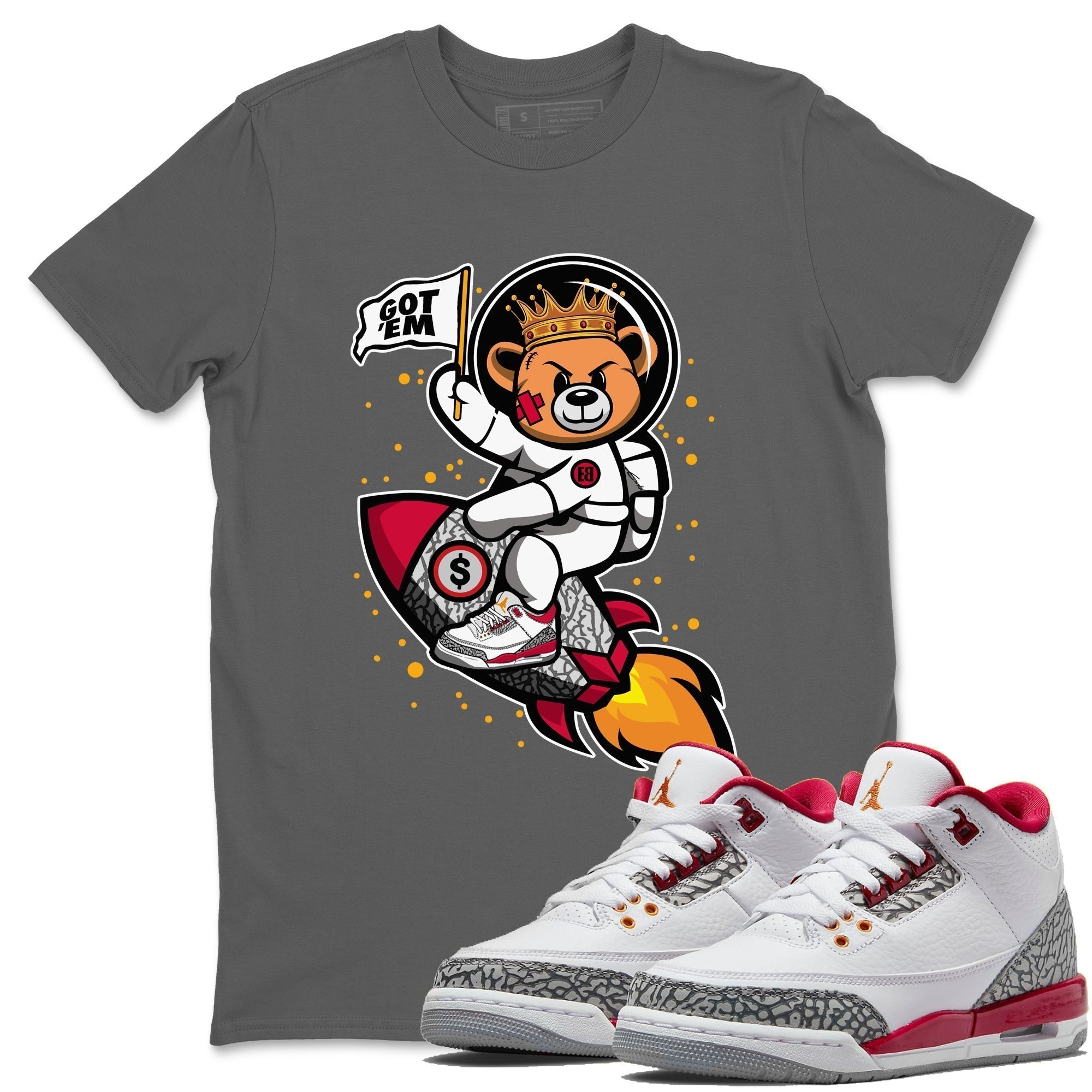 Astronaut Bear Unisex Tops - Air Jordan 3 Cardinal