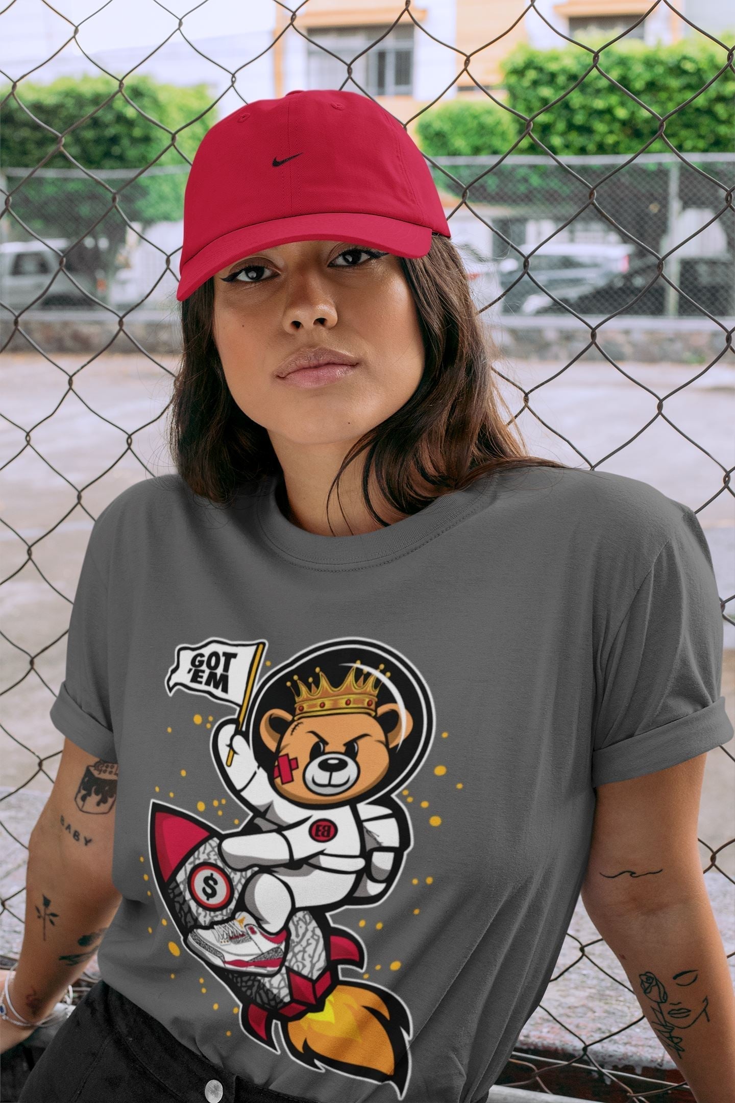 Astronaut Bear Unisex Tops - Air Jordan 3 Cardinal