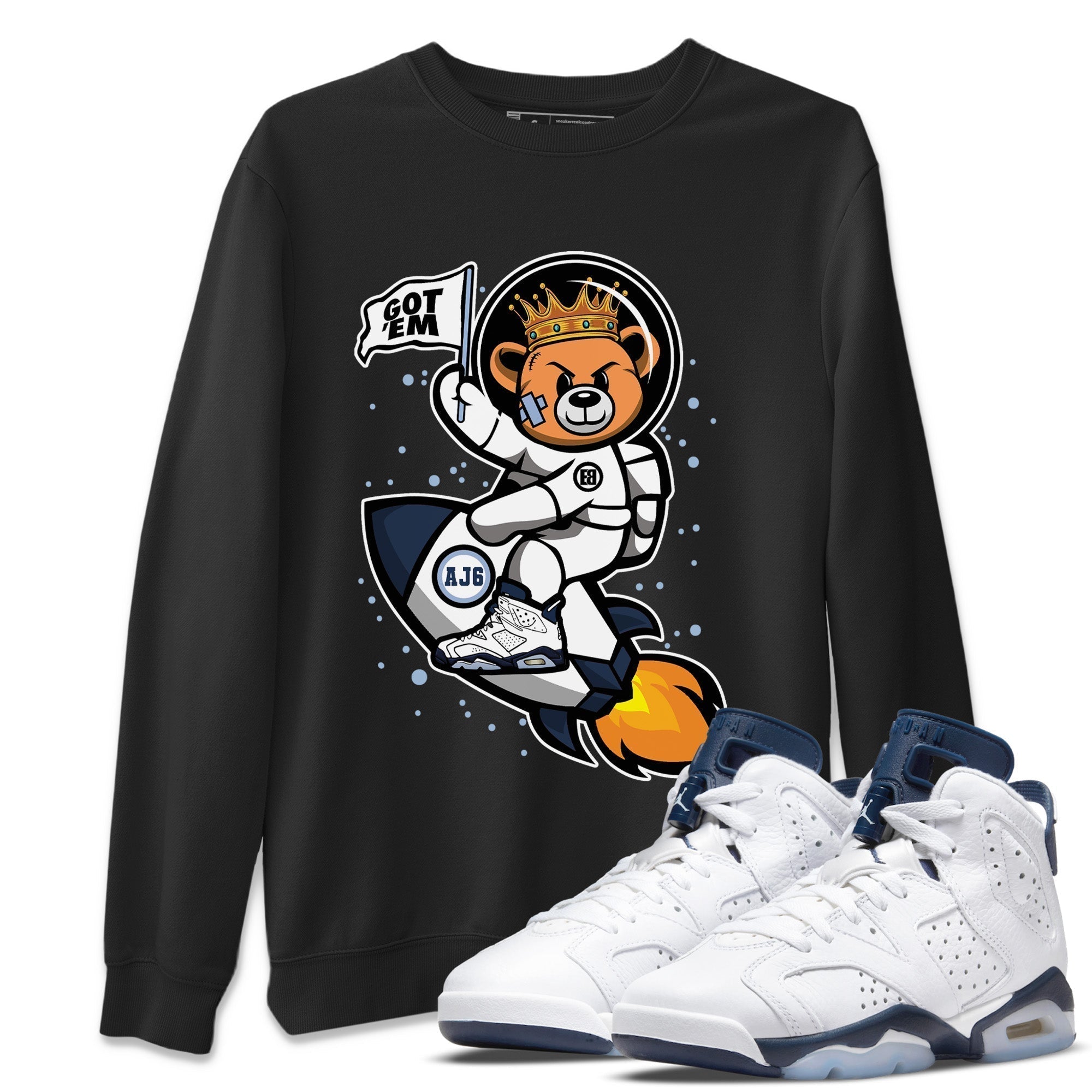 Astronaut Bear Unisex Tops - Air Jordan 6 Midnight Navy