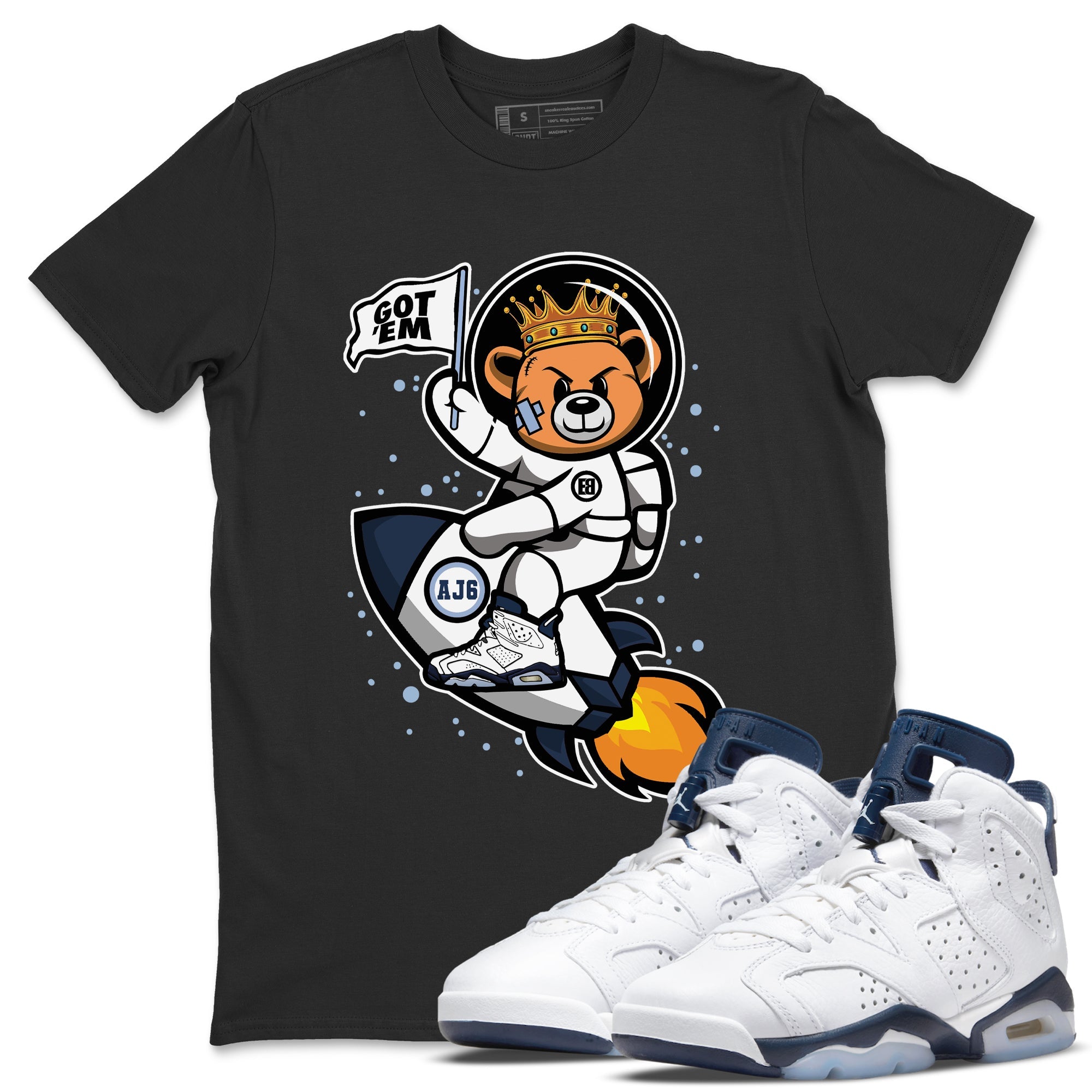 Astronaut Bear Unisex Tops - Air Jordan 6 Midnight Navy
