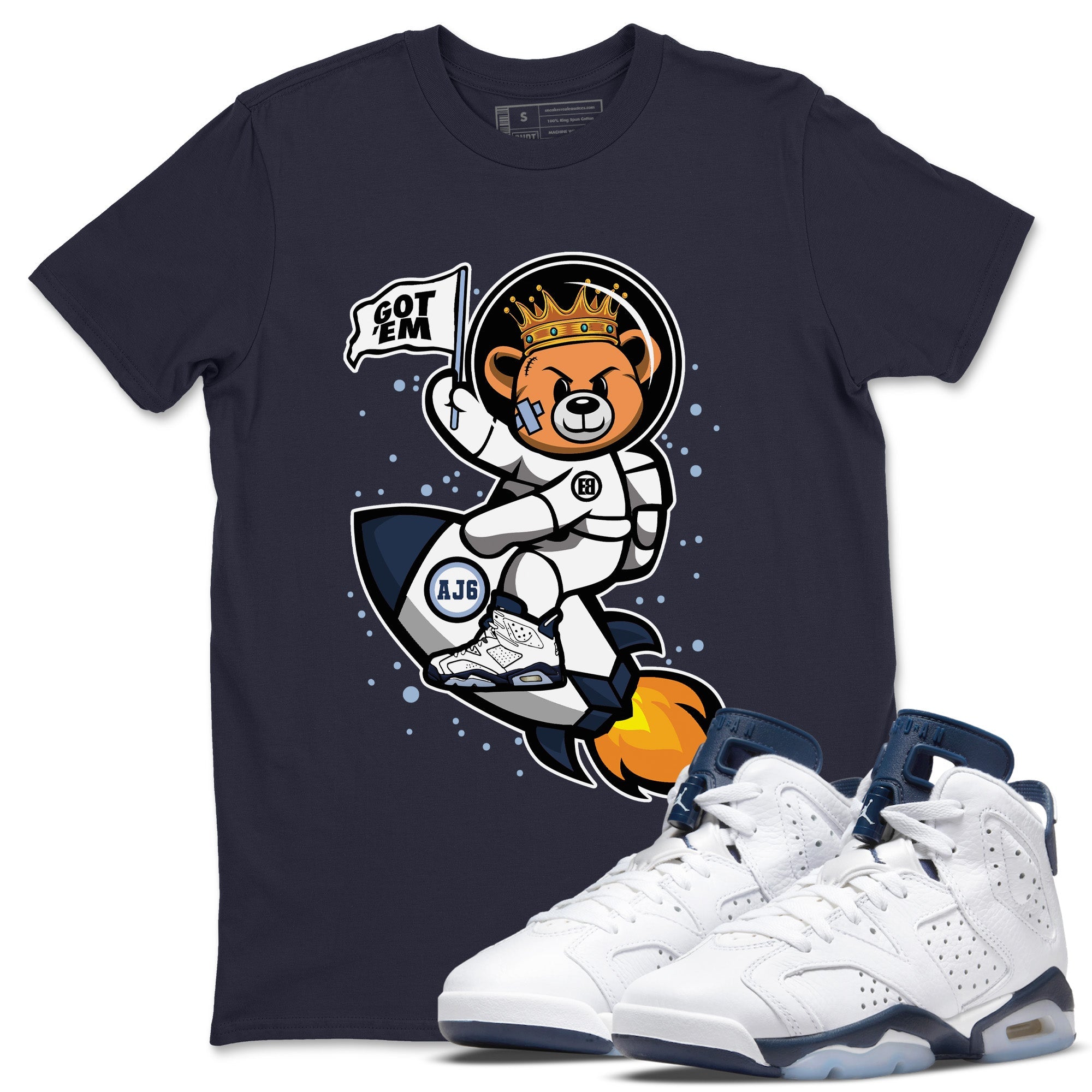 Astronaut Bear Unisex Tops - Air Jordan 6 Midnight Navy