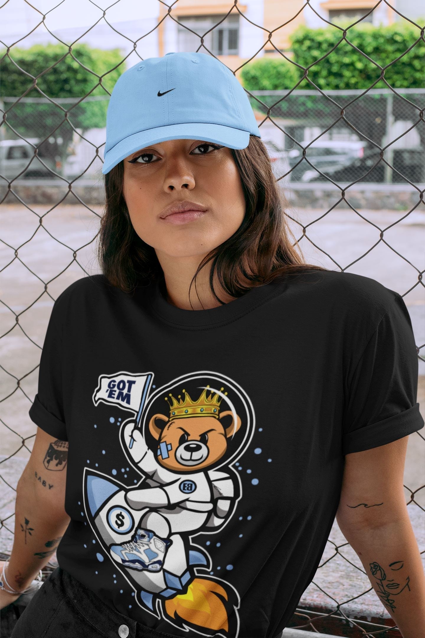 Astronaut Bear Unisex Tops - Air Jordan 6 UNC