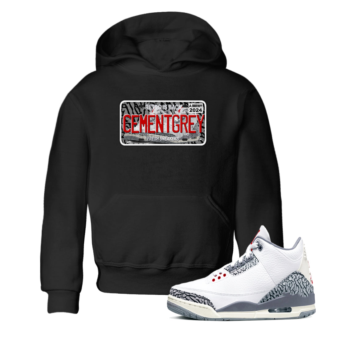 snkmatch Plate snkmatch Tees Kids - Air Jordan 3 Cement Grey