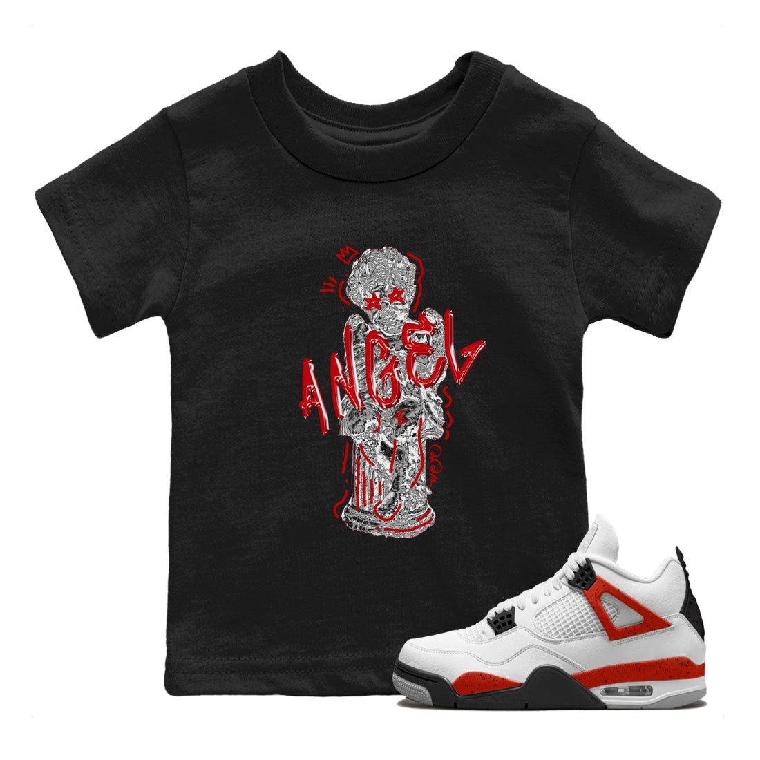 Baby Angel Kids Tops - Air Jordan 4 Red Cement
