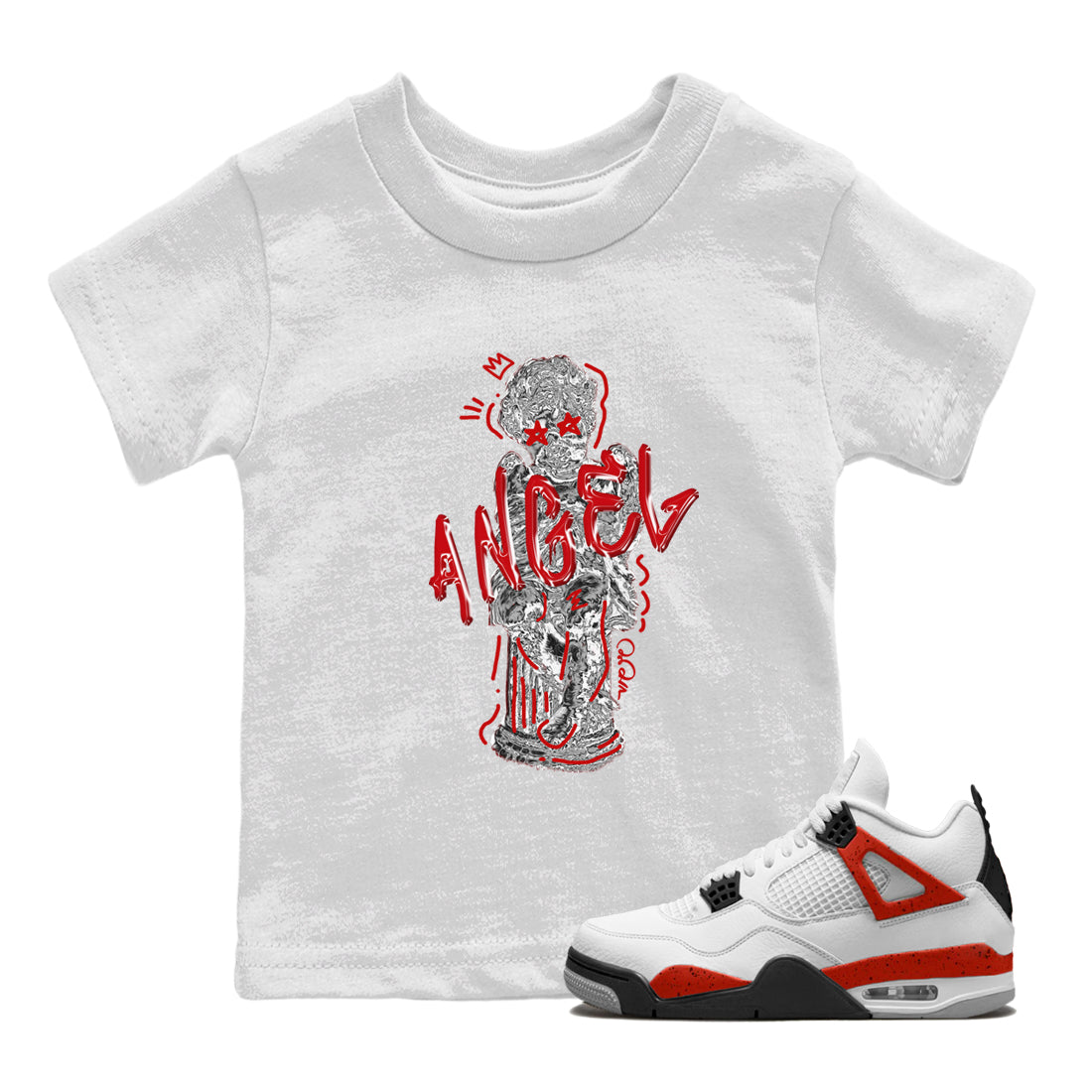 Baby Angel Kids Tops - Air Jordan 4 Red Cement
