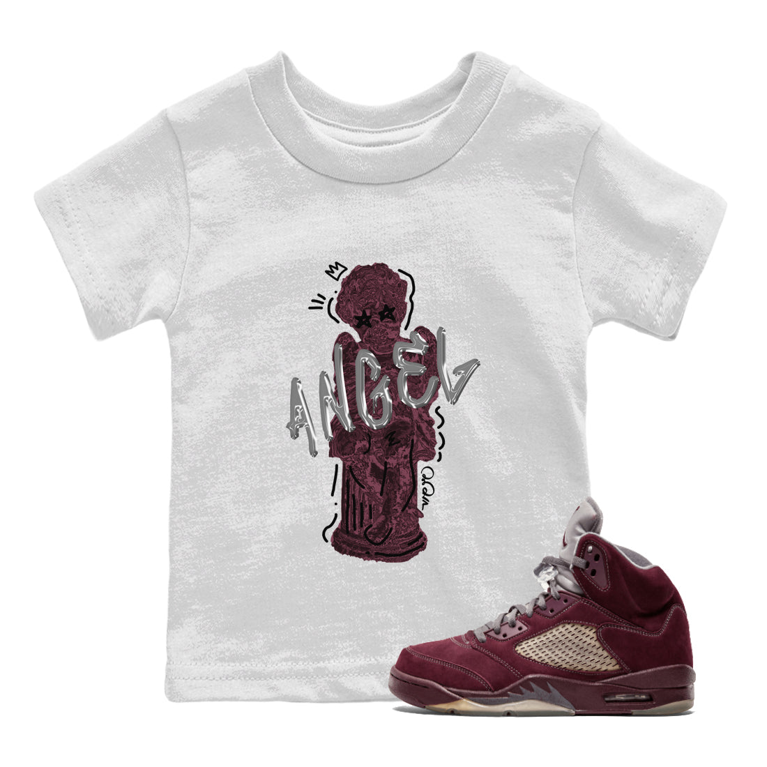 Baby Angel Kids Tops - Air Jordan 5 Burgundy