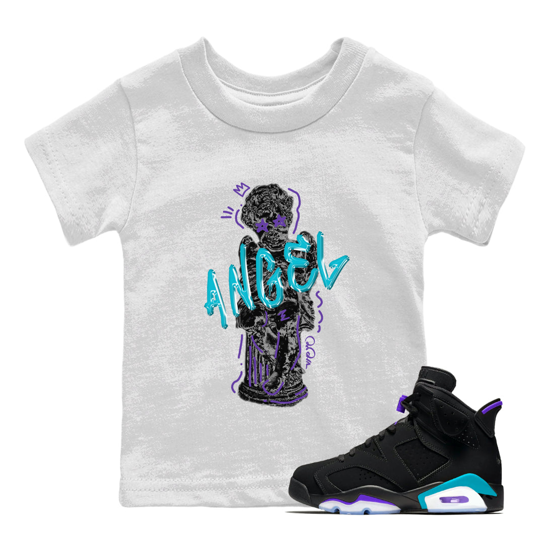 Baby Angel Kids Tops - Air Jordan 6 Aqua