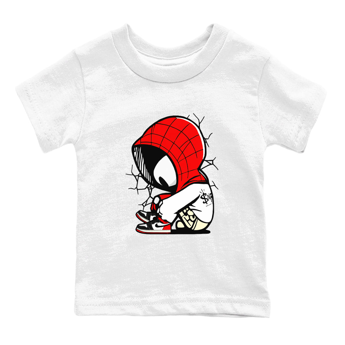 Baby Spider snkmatch Tees Kids - Air Jordan 1 Black Toe Reimagined