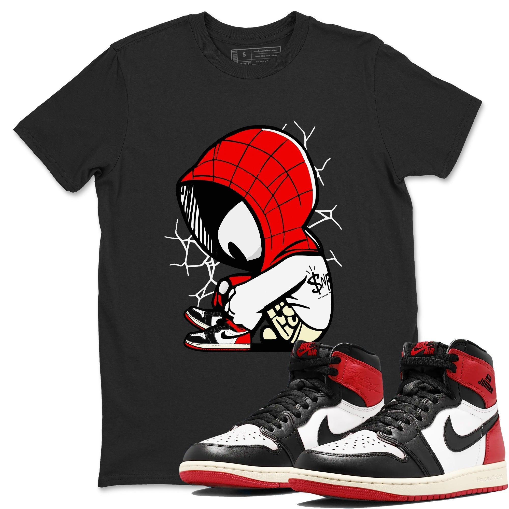 Baby Spider snkmatch Tees - Air Jordan 1 Black Toe Reimagined